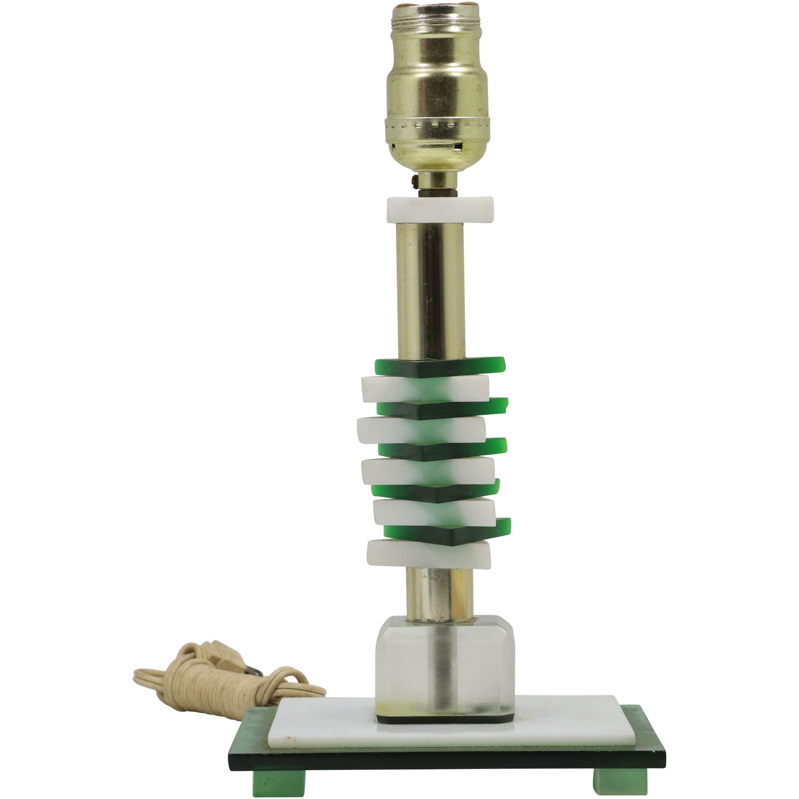 Green, White & Clear Lucite Table Lamp Base (1 of 9)