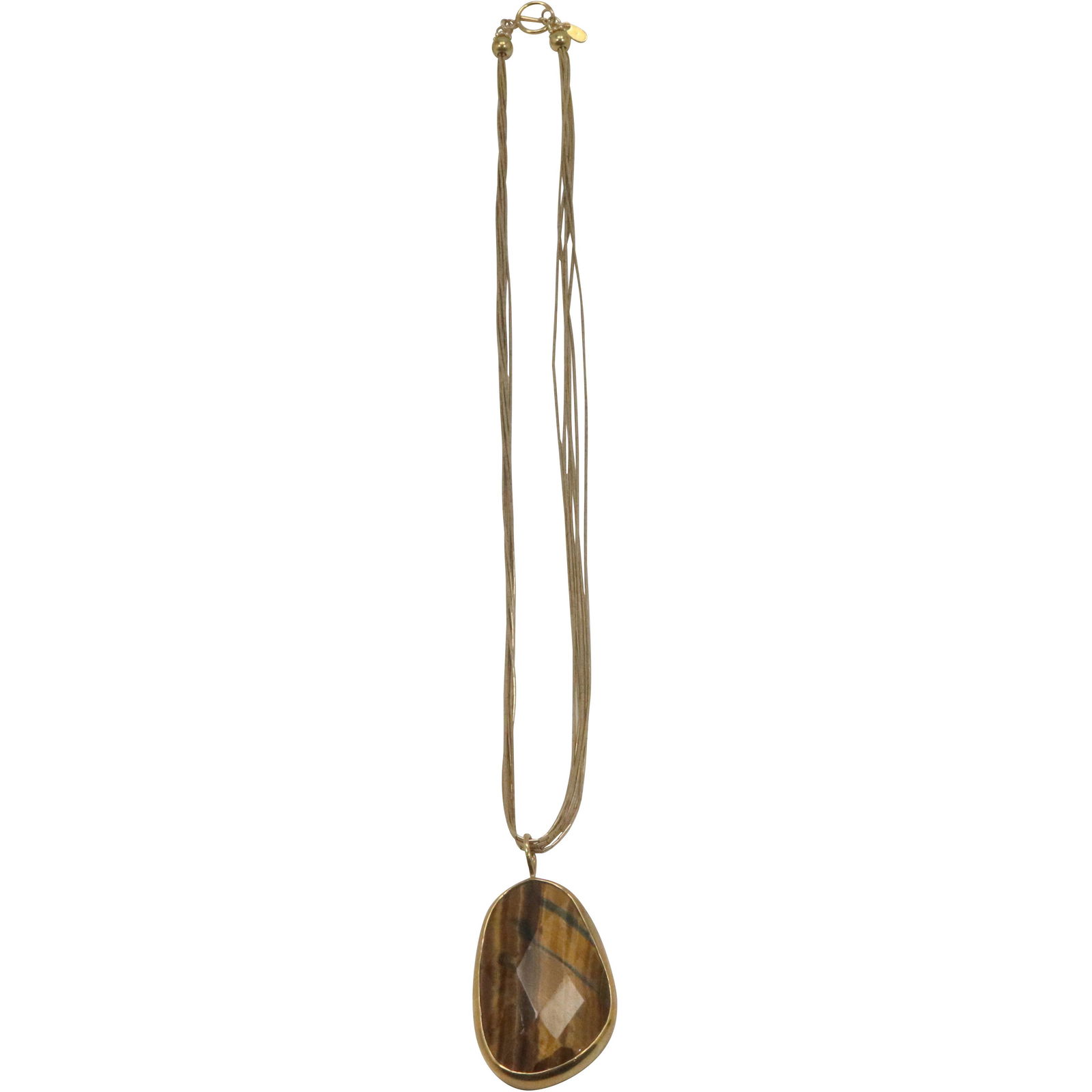 Liquid Gold [.925]  6-Strand Necklace Tiger Eye Pendant (1 of 7)