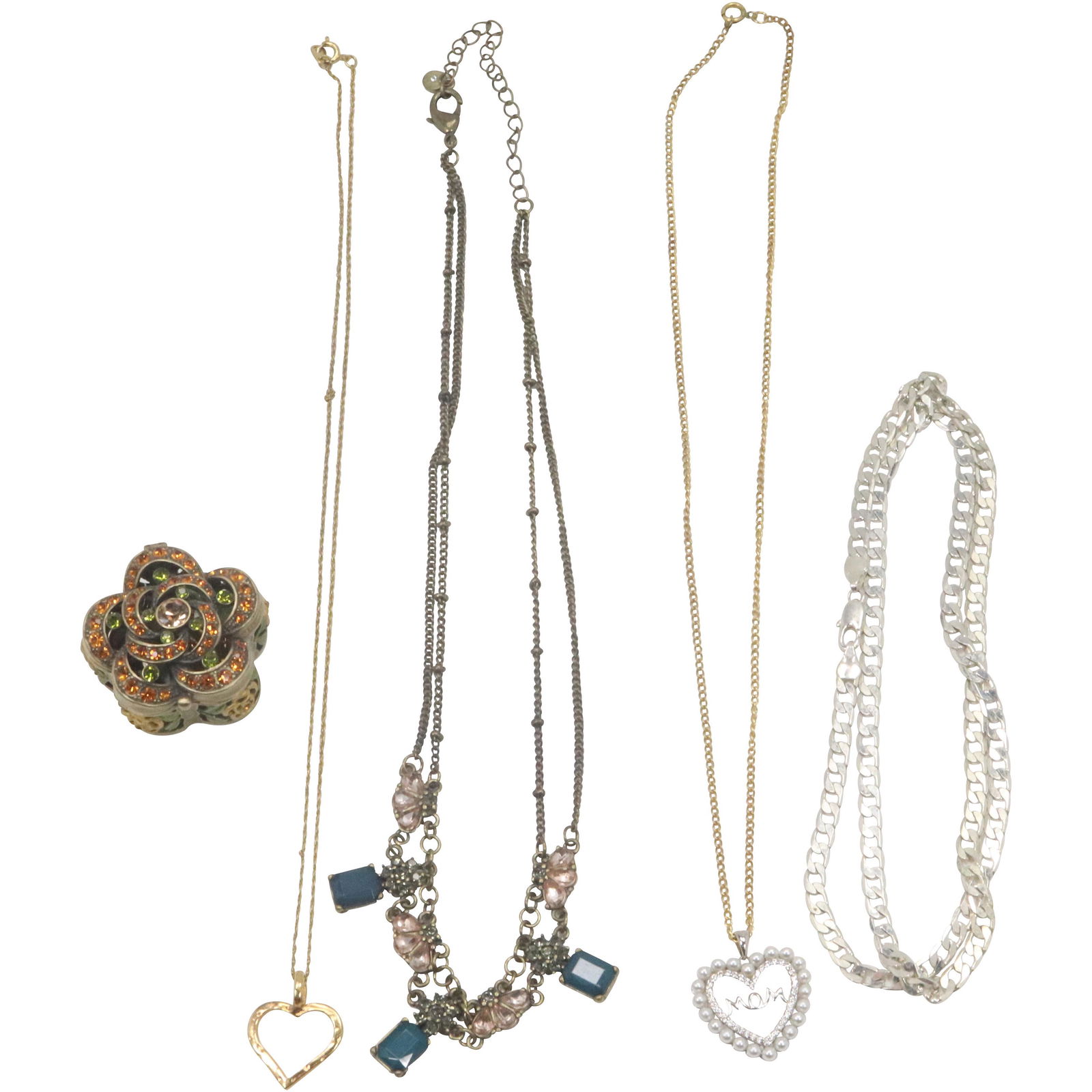 Jeweled Trinket Box with 4 Assorted Costume Necklaces (1 of 9)