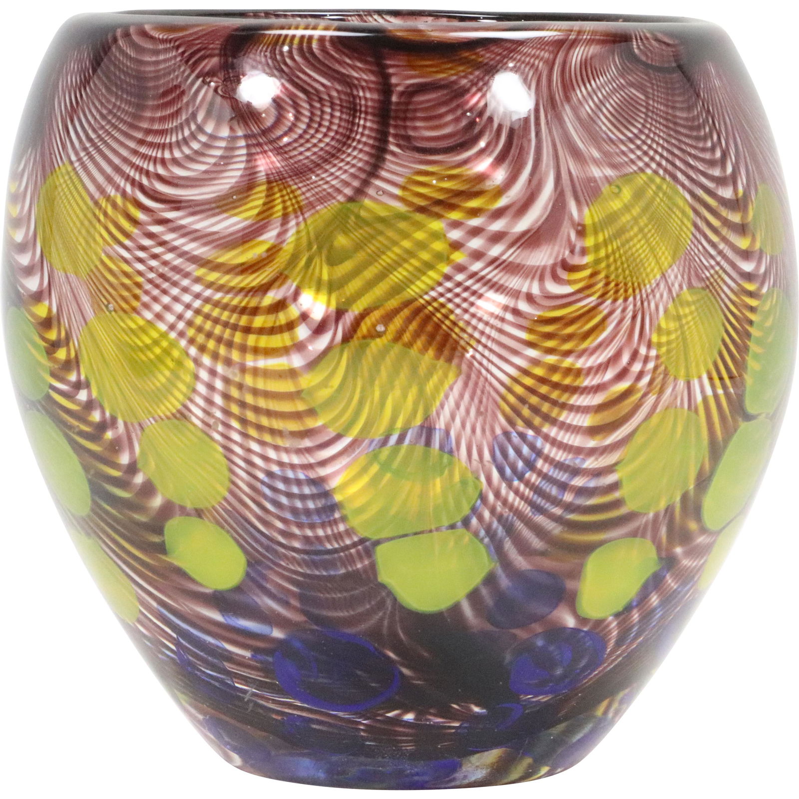 Mid-Century Modern Swirl Lattice Multi Color Glass Vase (1 of 8)