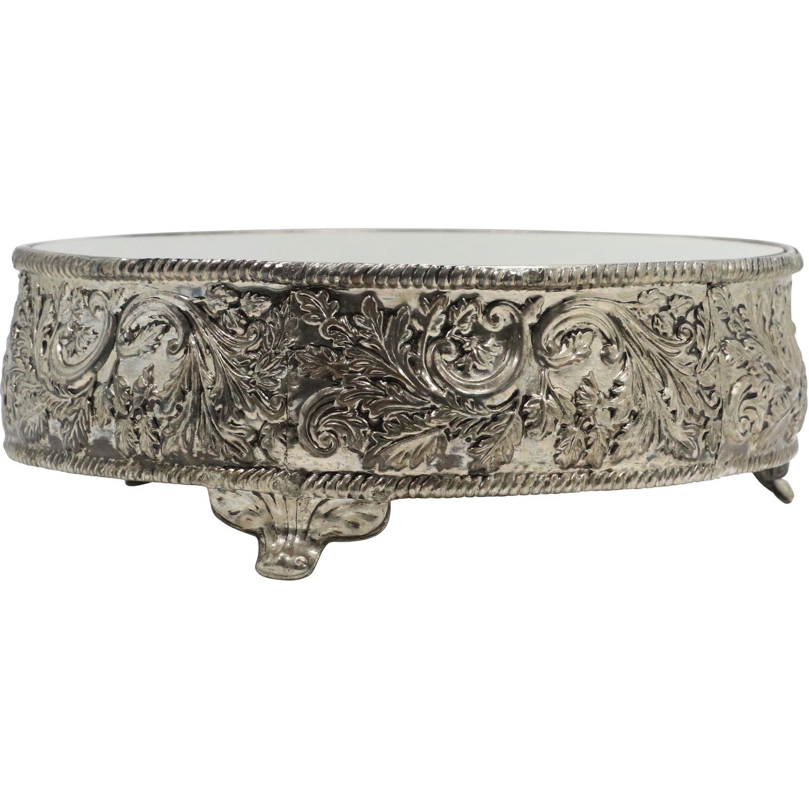 Fancy Tall Silver Plate Mirror Top Cake Plate Plateau (1 of 6)
