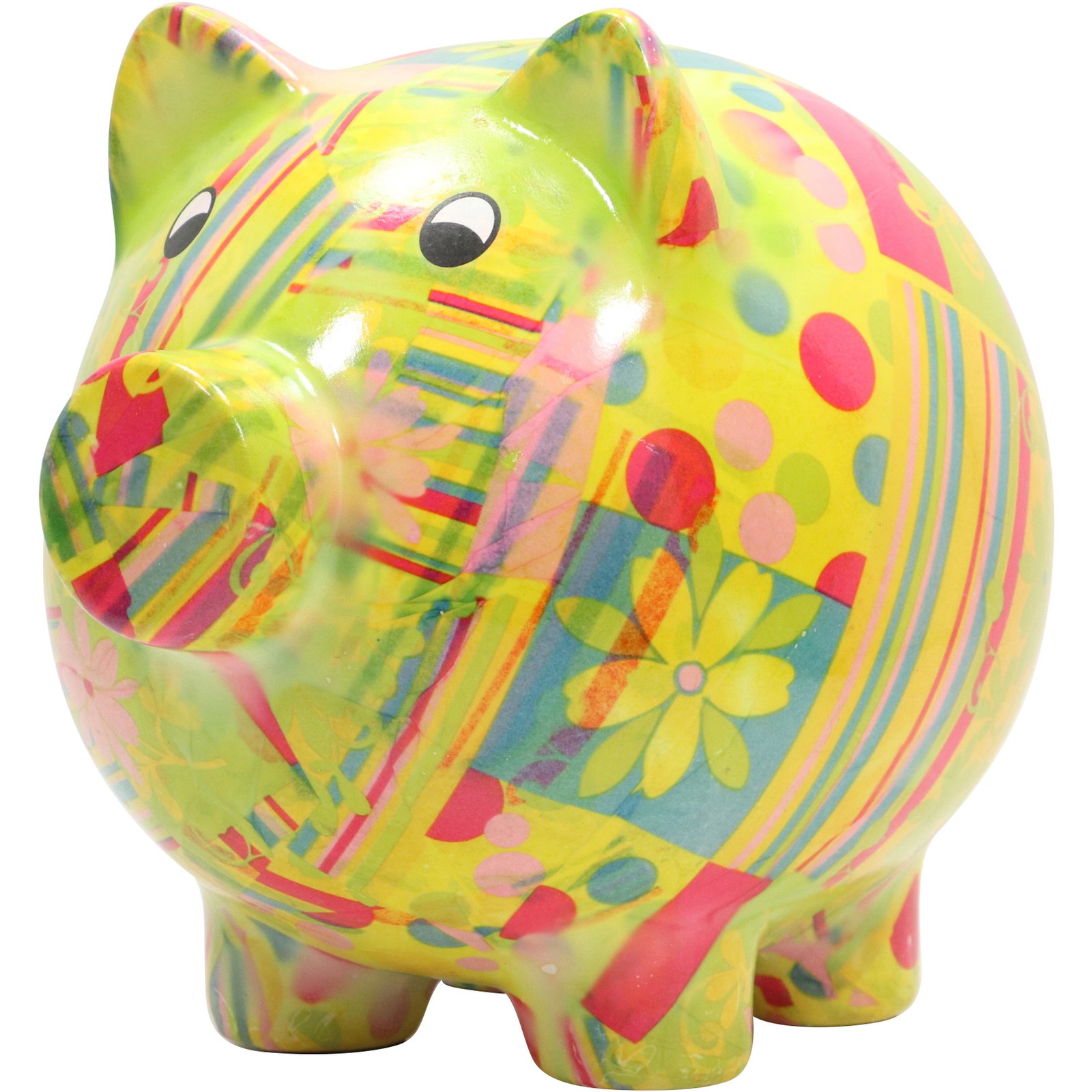 Colorful Ceramic Pop-Art Figural Piggy Bank: Colorful Ceramic Pop-Art Figural Piggy Bank. size: 12h 11w
