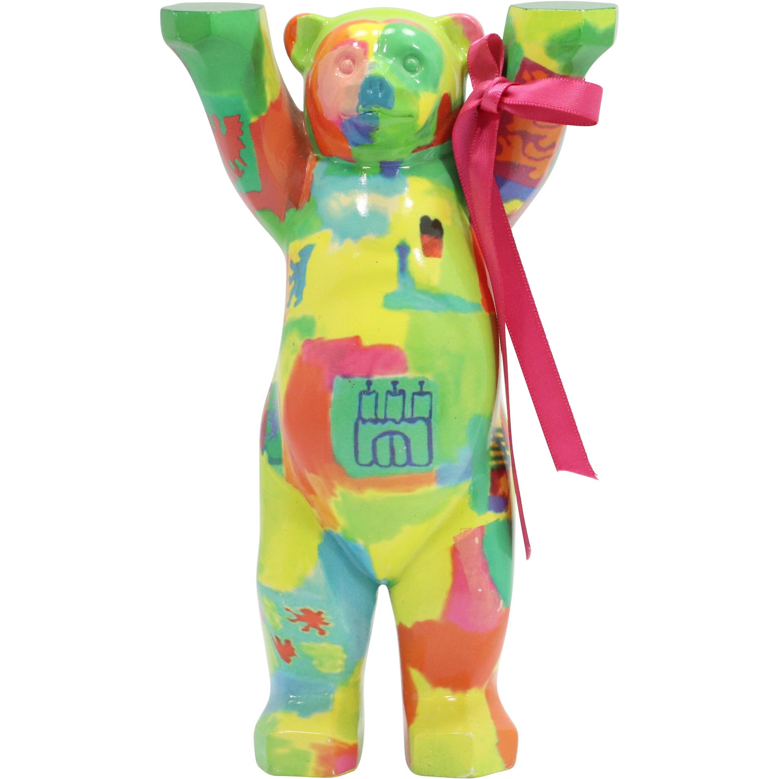 Colorful Ceramic Pop-Art Bear Figure Statue: Colorful Ceramic Pop-Art Bear Figure Statue. size: 9h 5.25w