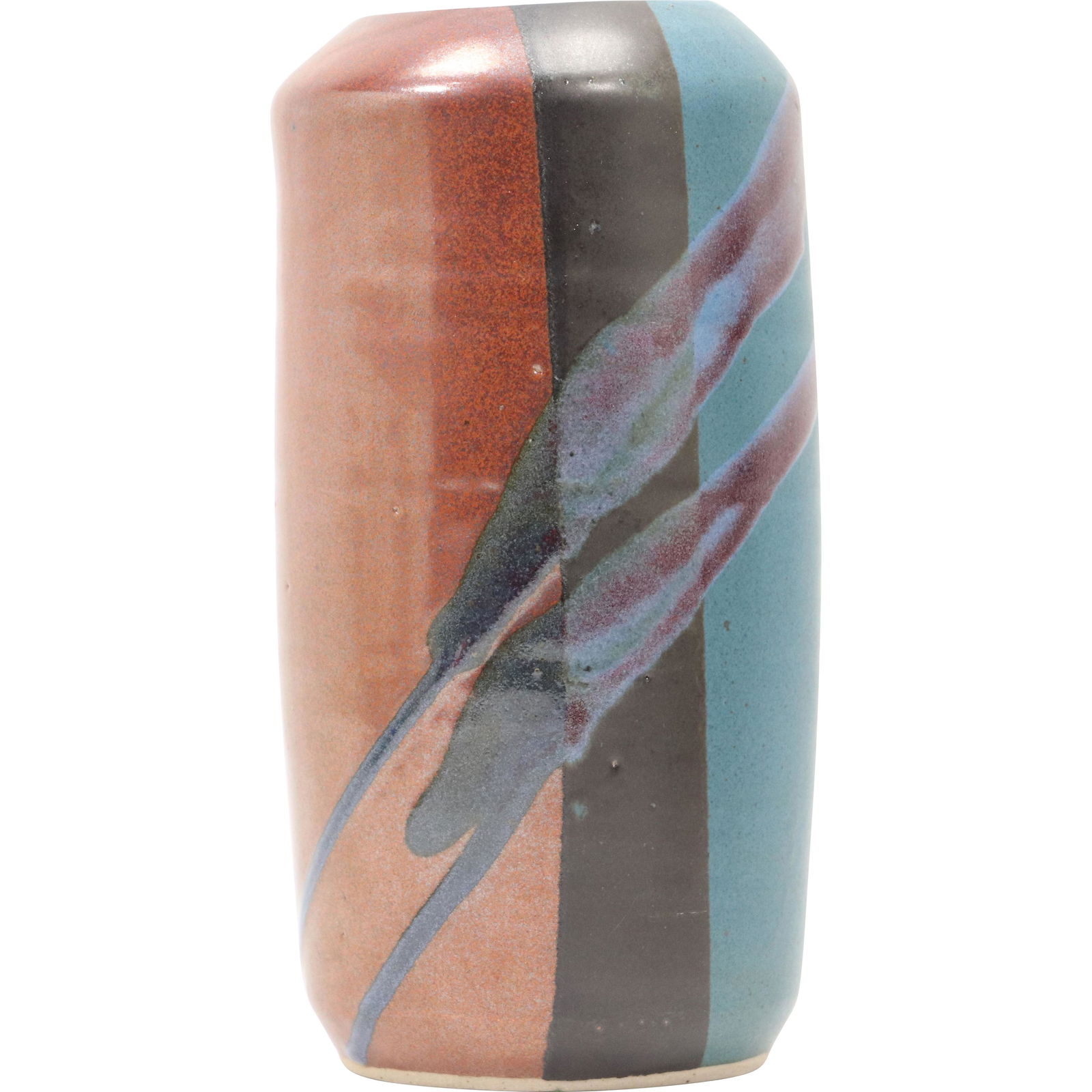 Signed Studio Art Pottery Glazed Cylindrical Vase (1 of 6)