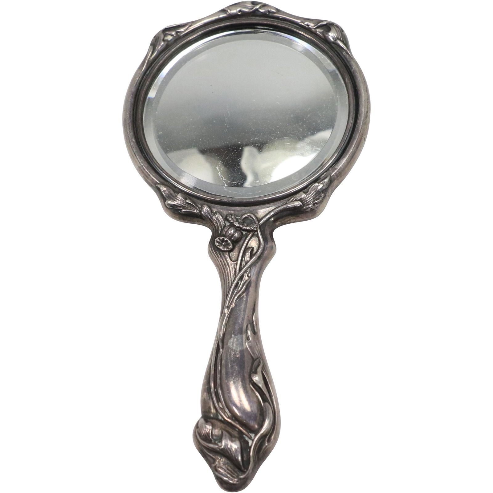 Sterling Silver Art Nouveau Small Hand Mirror Victorian (1 of 7)