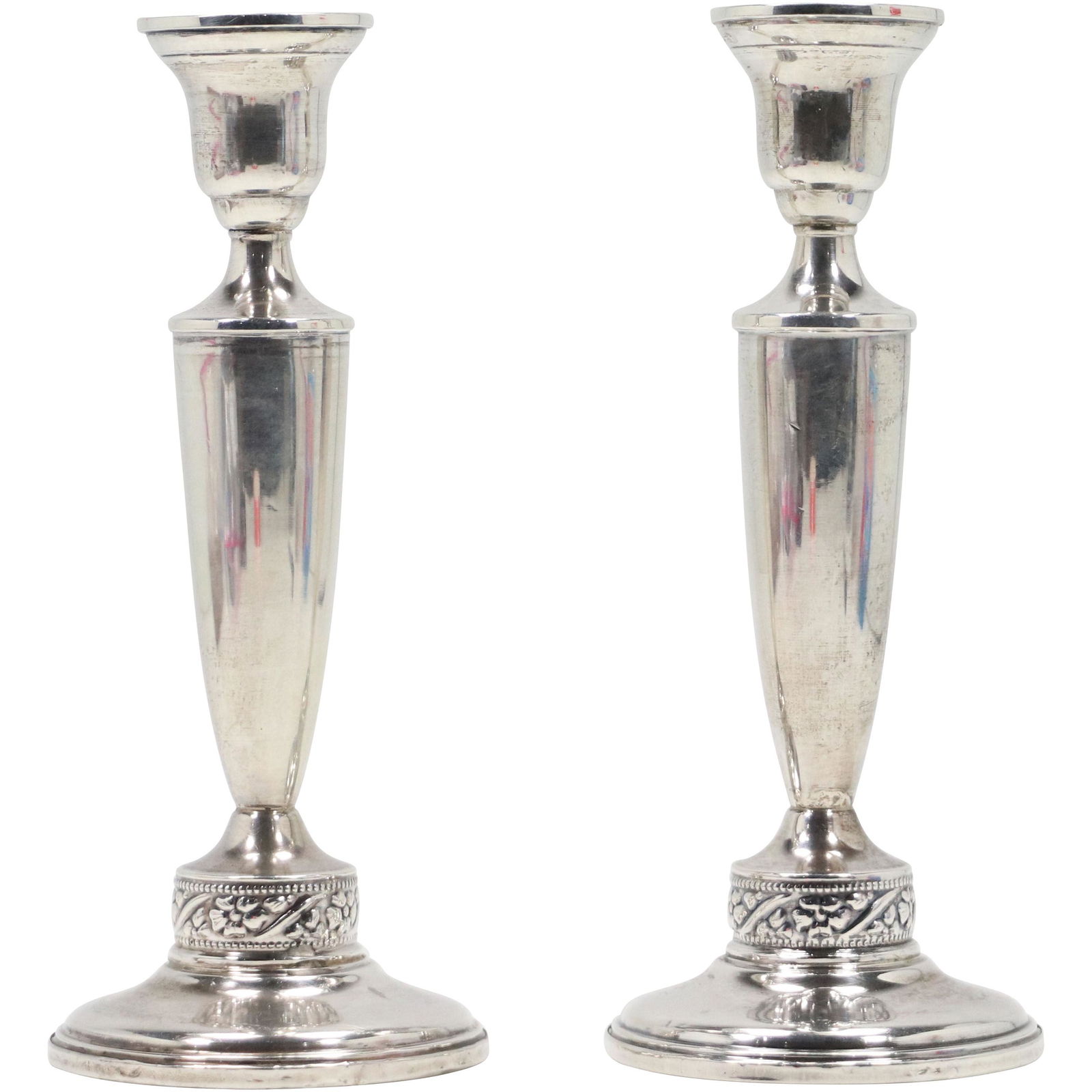 Sterling Silver Pair Regency Tall Candlesticks (1 of 6)