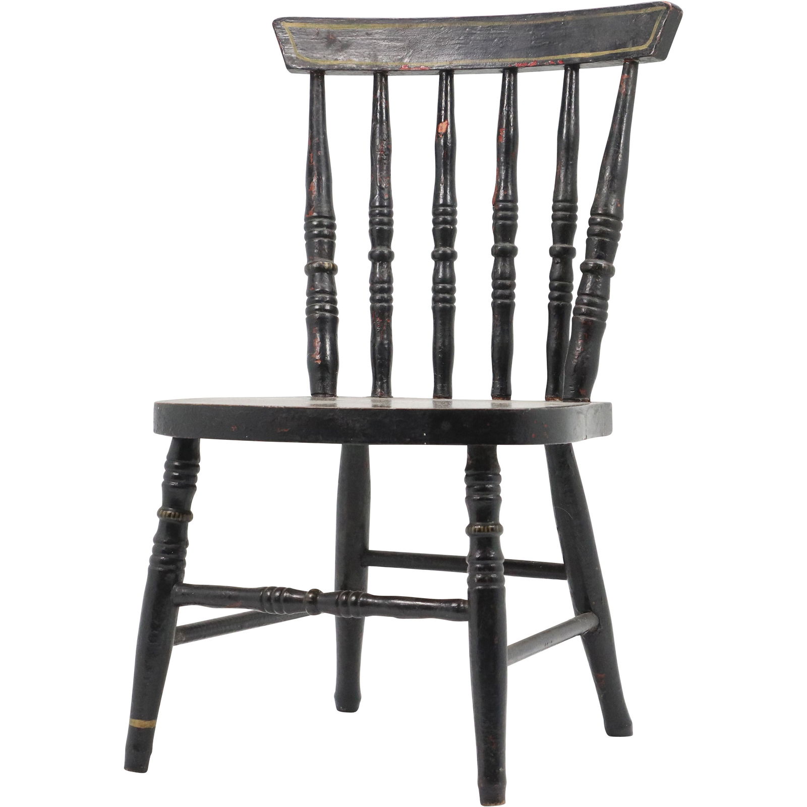 Antique Child's Country Pine Spindle Back Side Chair (1 of 7)