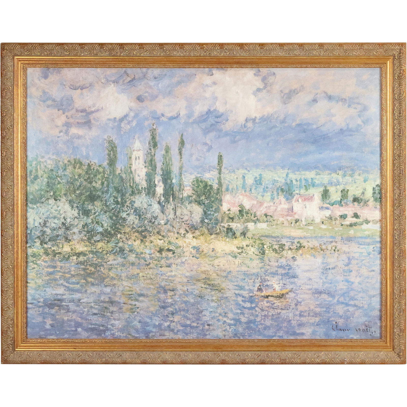 Claude Monet, 20th C. Giclee on Canvas, COA on Verso: Claude Monet, 20th C. Giclee on Canvas, COA on Verso. size: 24 x 32, 28.54 x 36 outside of frame
