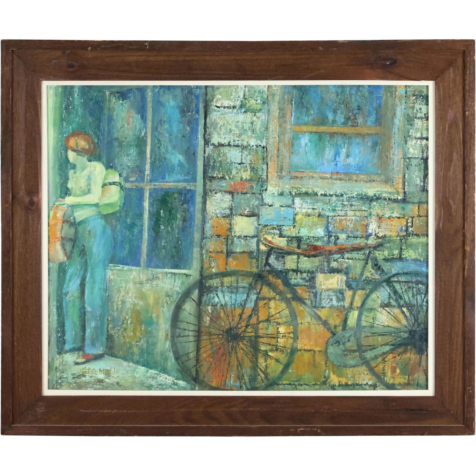 George Staempfli, Oil/c Painting Figure and Bicycle (1 of 10)