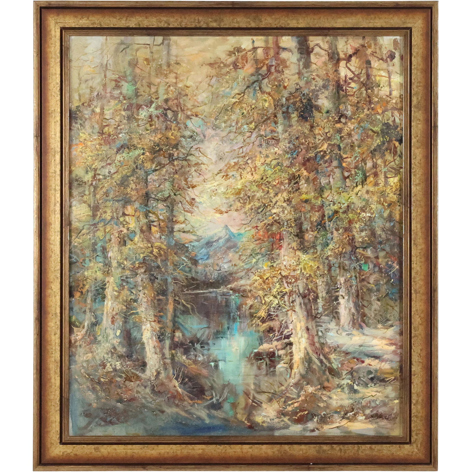 Nell Blaire 1970; Oil/c Dense Forest Stream Landscape (1 of 9)