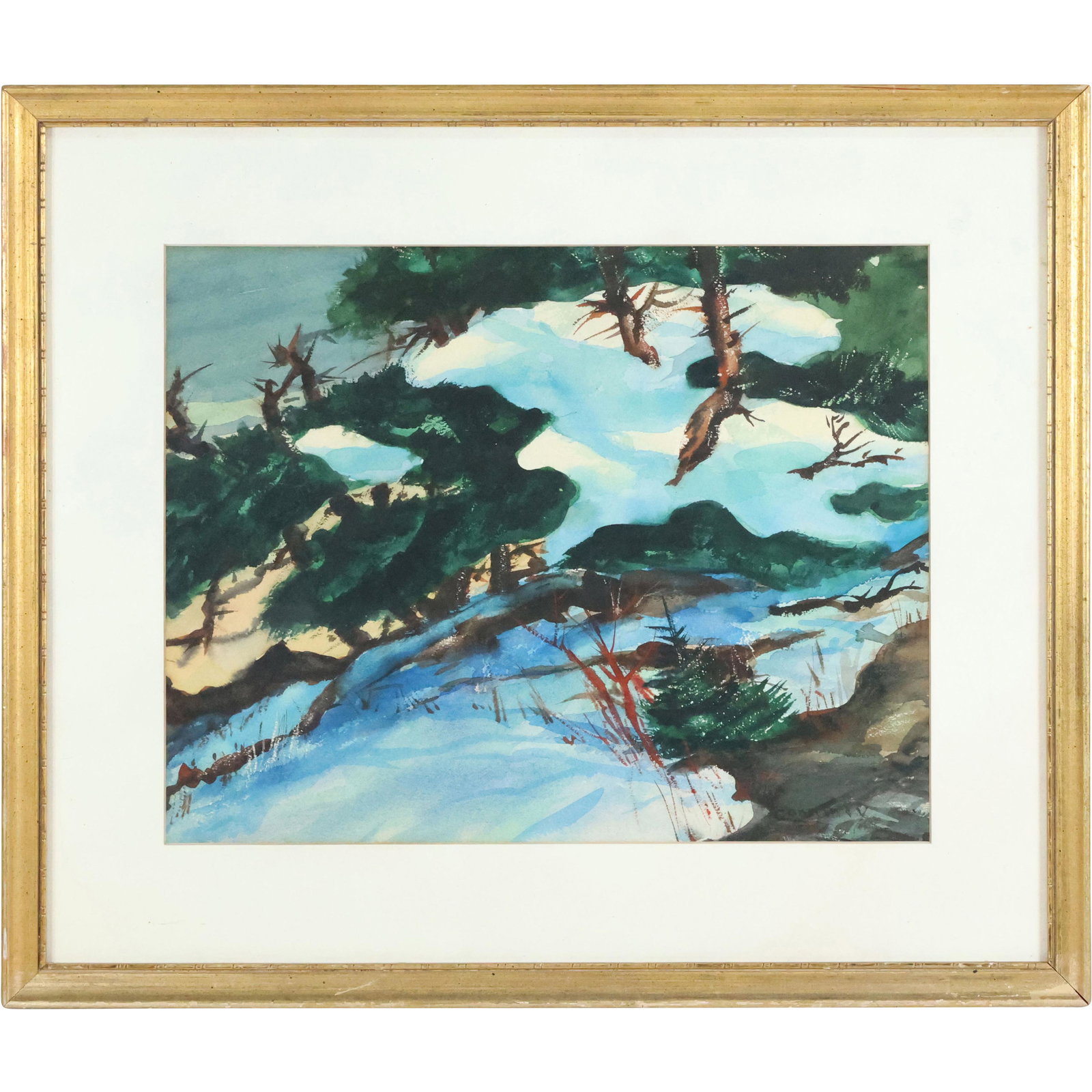 Jay Hall Connaway; Watercolor Monhegan Snow Signed (1 of 9)
