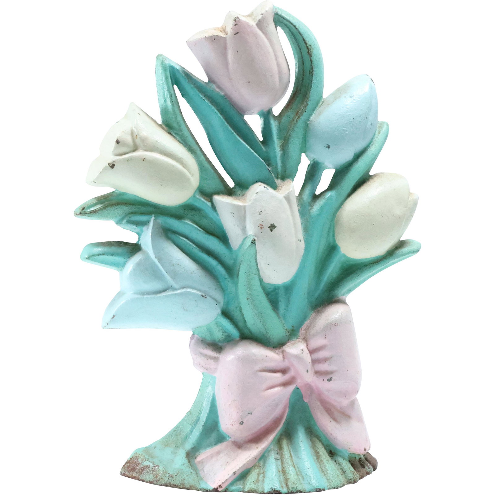 Cast Iron Door Stop - Bouquet of Tulips: Cast Iron Door Stop - Bouquet of Tulips. Original paint finish. size: 9.75 x 7