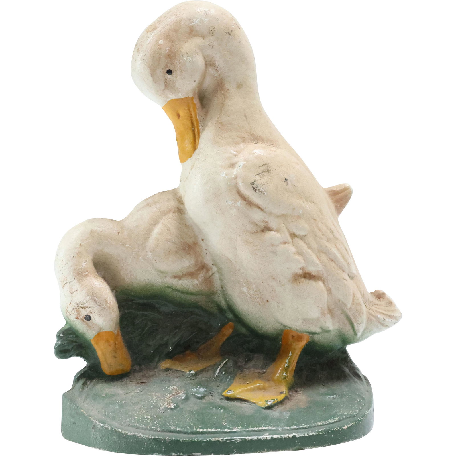 Cast Iron Door Stop Two Ducks in Original Paint Finish: Cast Iron Door Stop Two Ducks in Original Paint Finish. size: 8 x 7