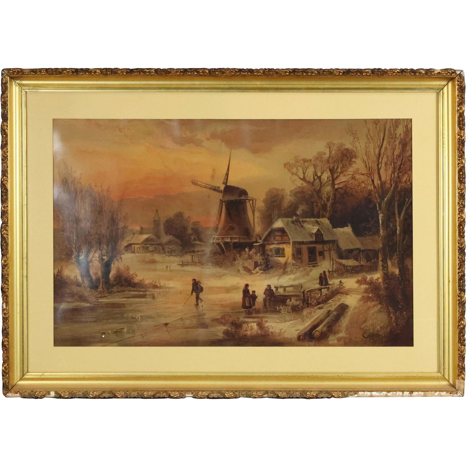 Dutch Winter, Farm, Skating Chromolithograph by Colden (1 of 11)