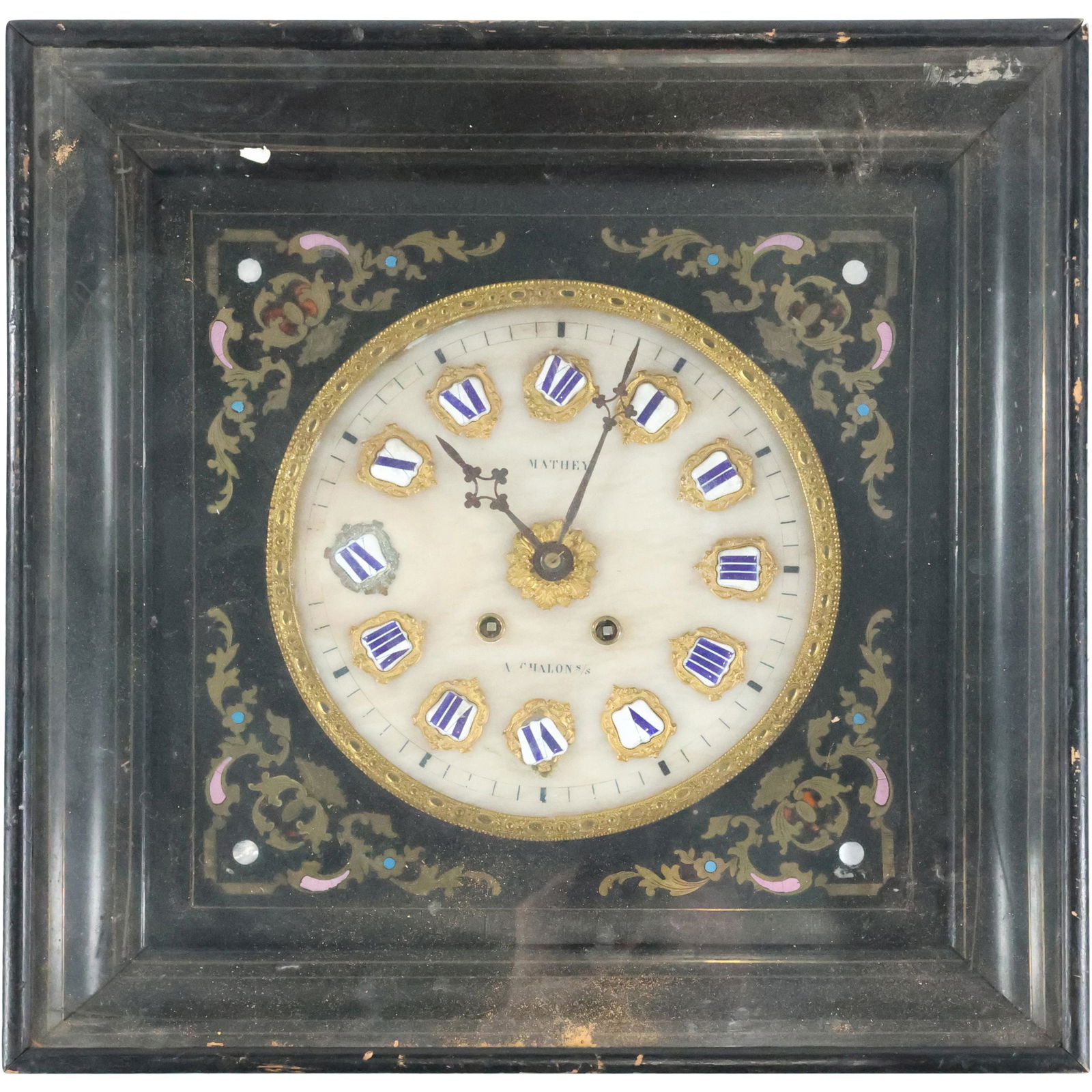 Antique MOP French Wall Clock Mathey, A Chalon S S (1 of 12)