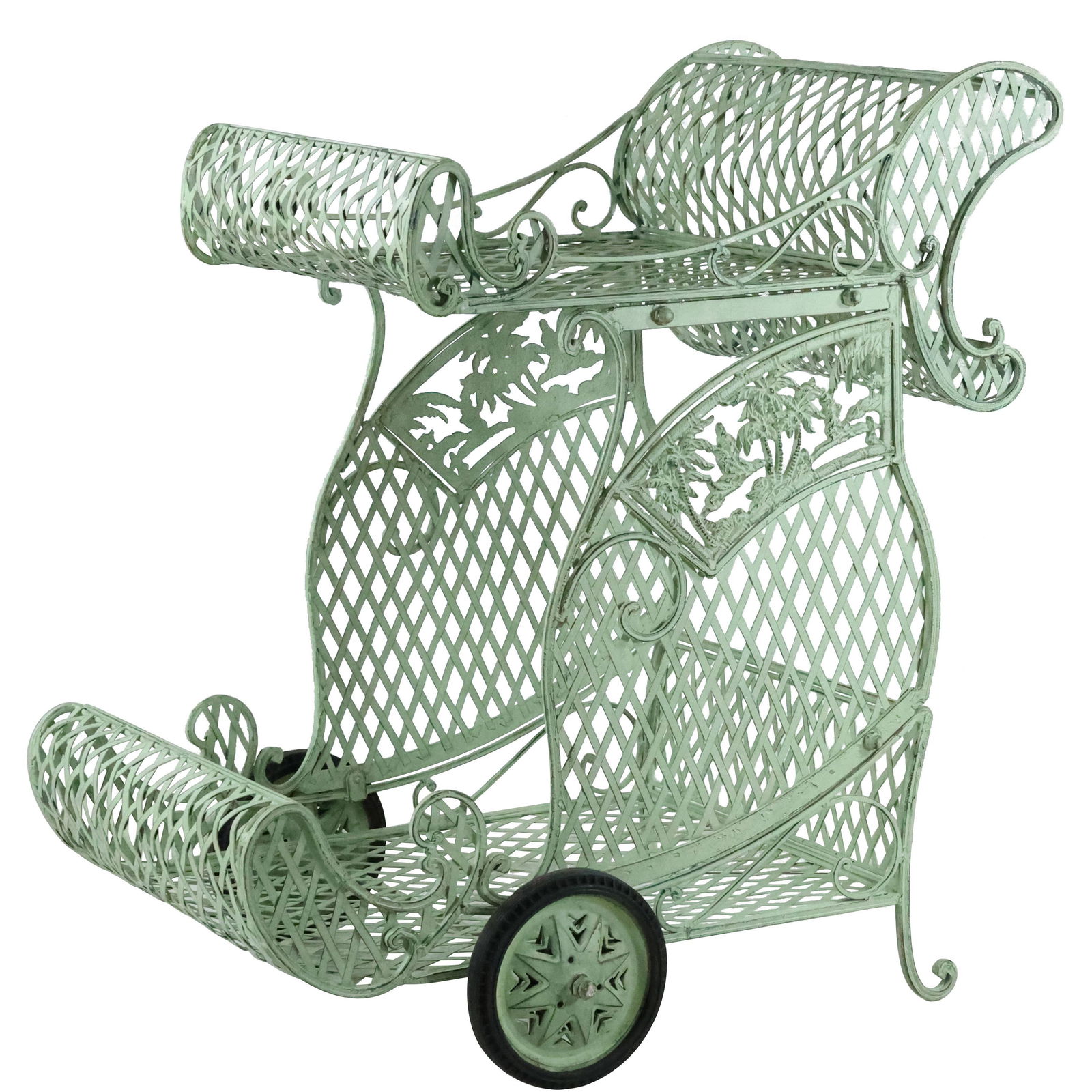 Fancy French Metal Bar Cart Server on Wheels (1 of 9)