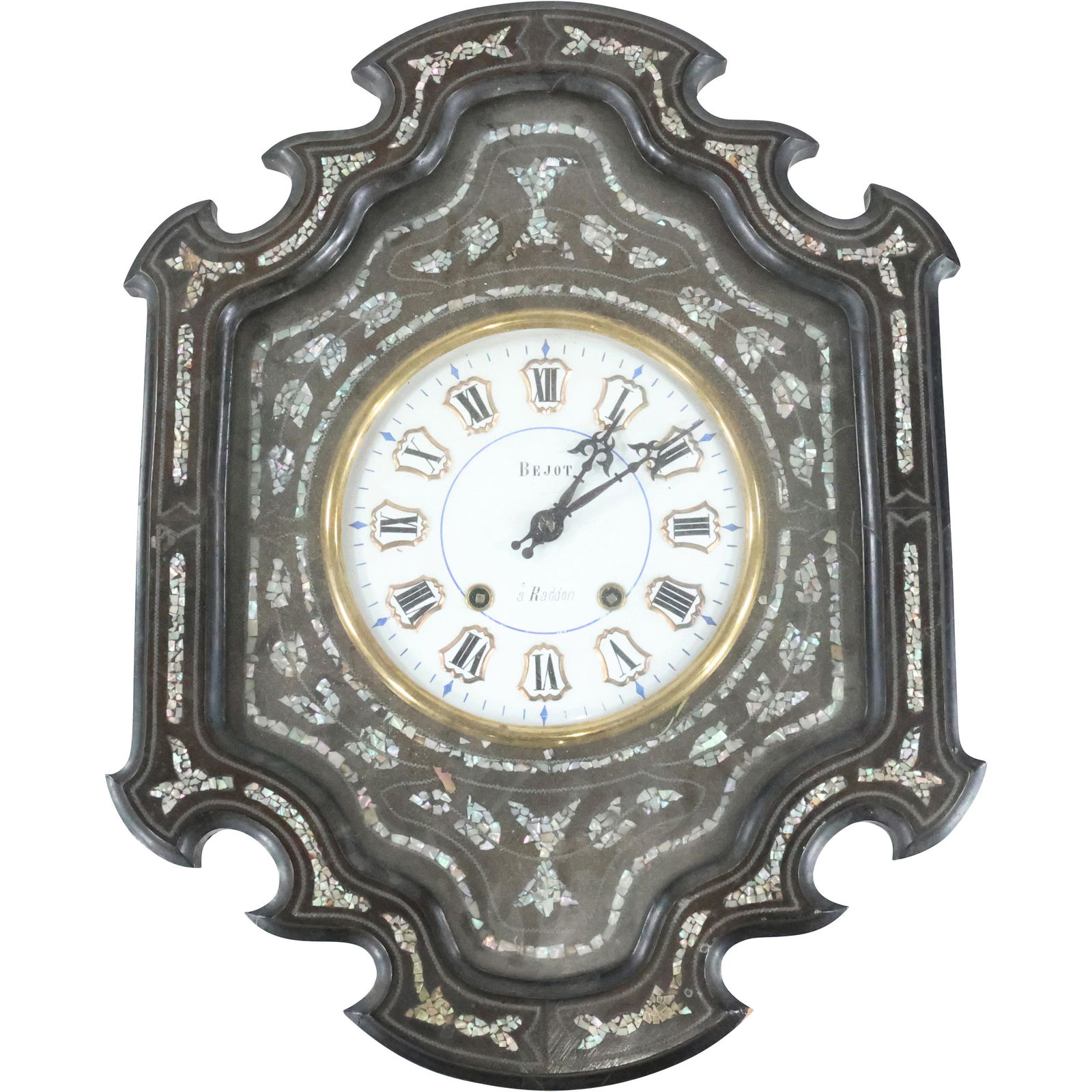 Antique French Wall Clock Bejot, a Raddon, MOP Inlay (1 of 12)