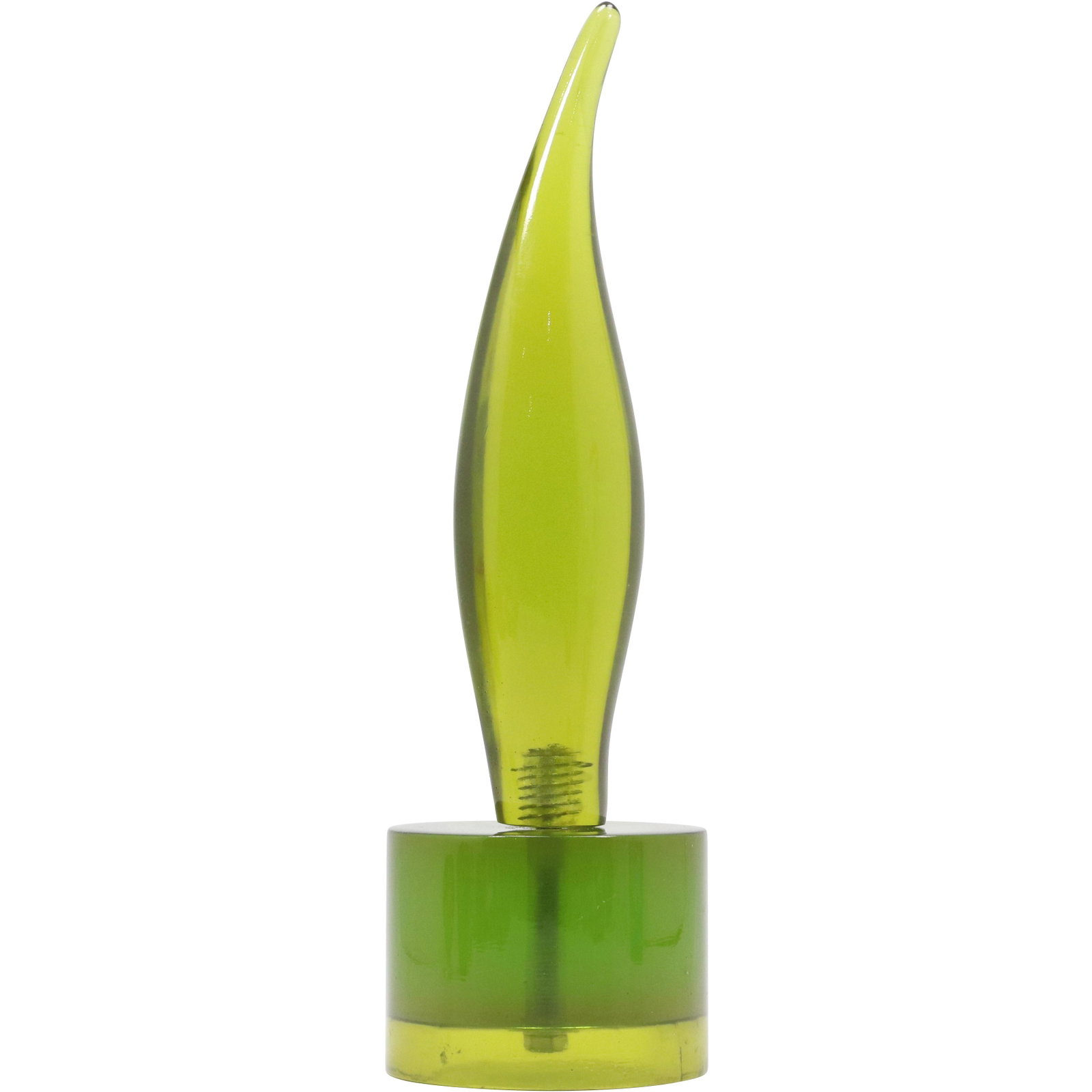 Mid-Century Modern Green Lucite "Flame" Sculpture: Mid-Century Modern Green Lucite "Flame" Sculpture. Size: 13.5h 4w