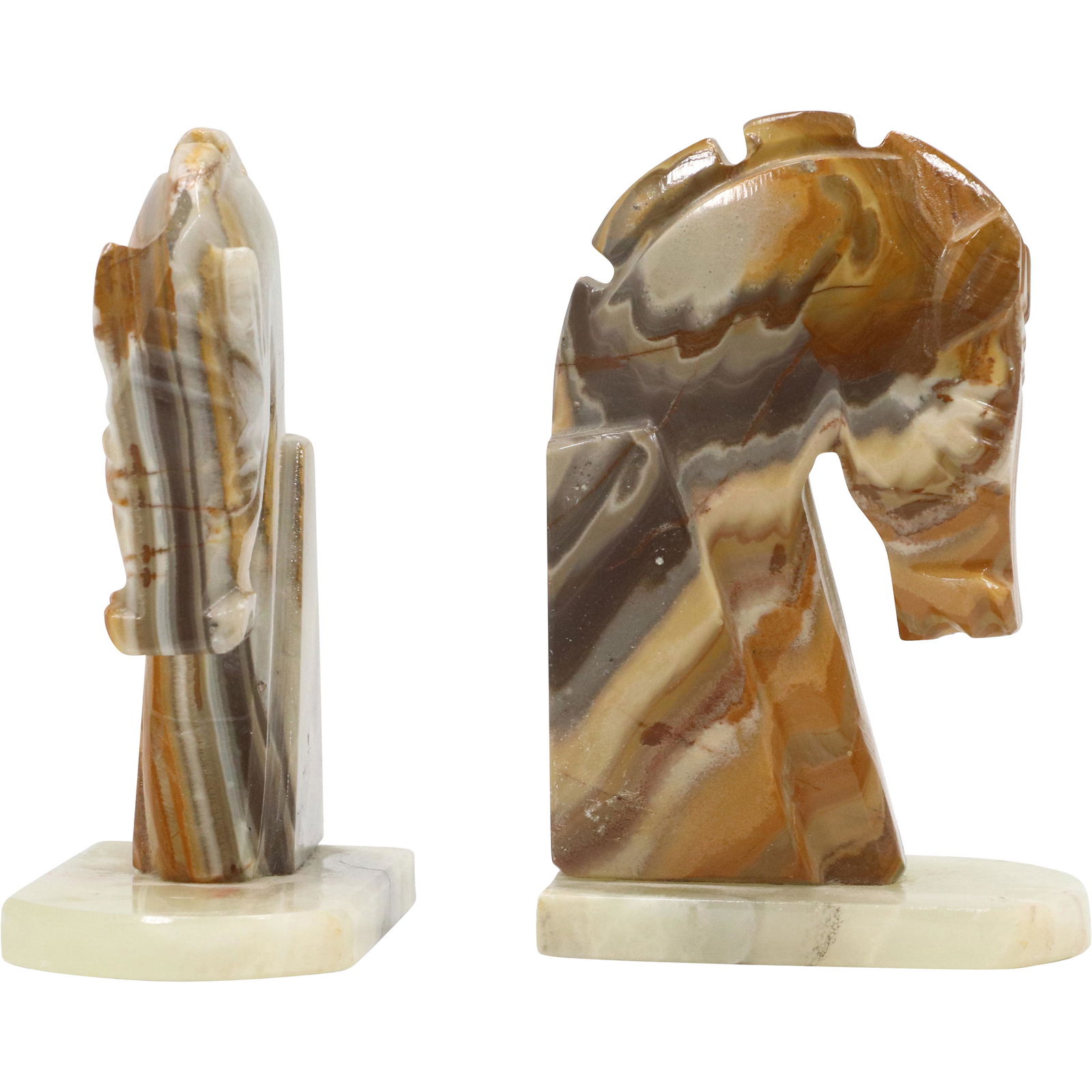 Pair Vintage Onyx Trojan Horse Head Bookends (1 of 10)