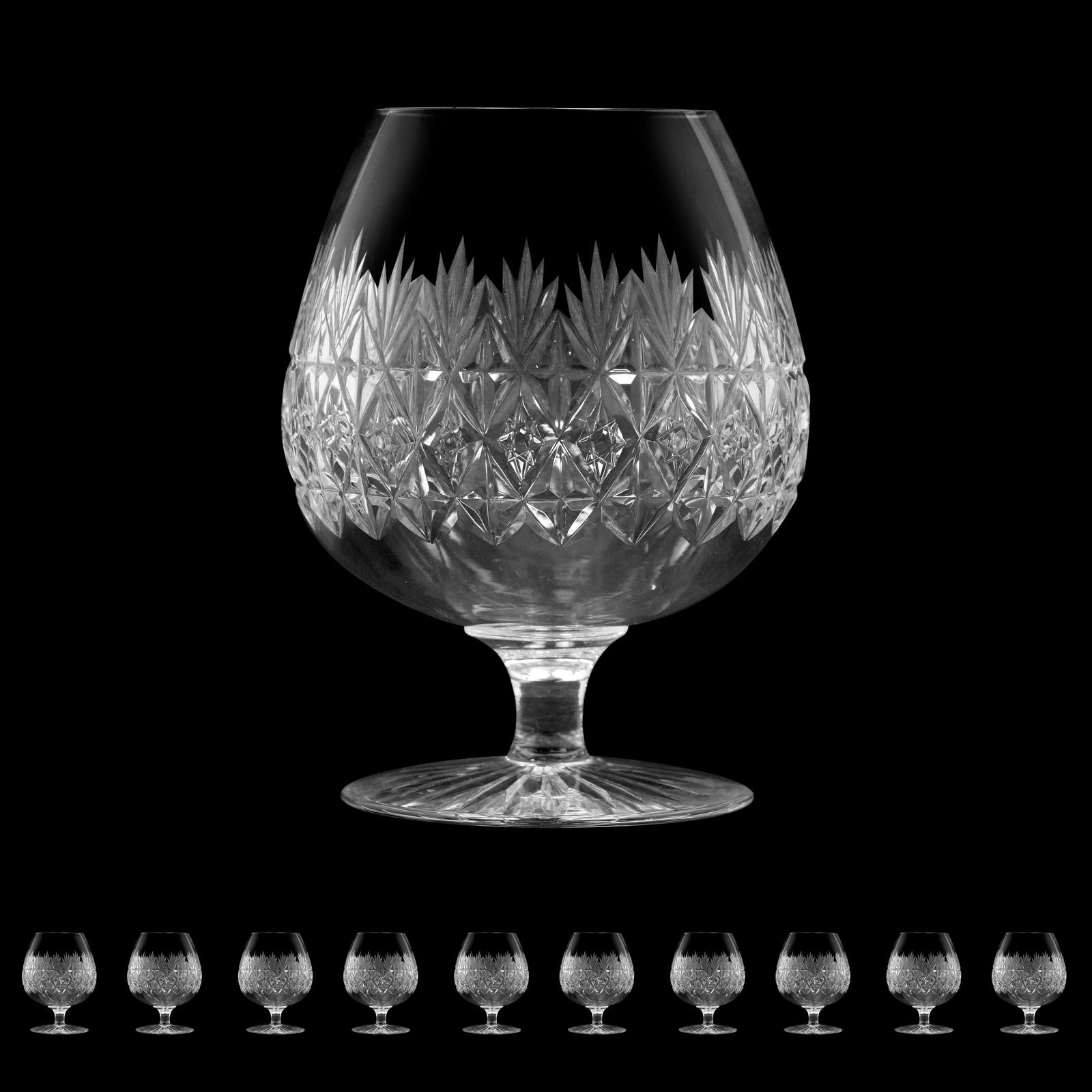 [10] Cut Crystal Glass Brandy Glasses Tudor England (1 of 6)