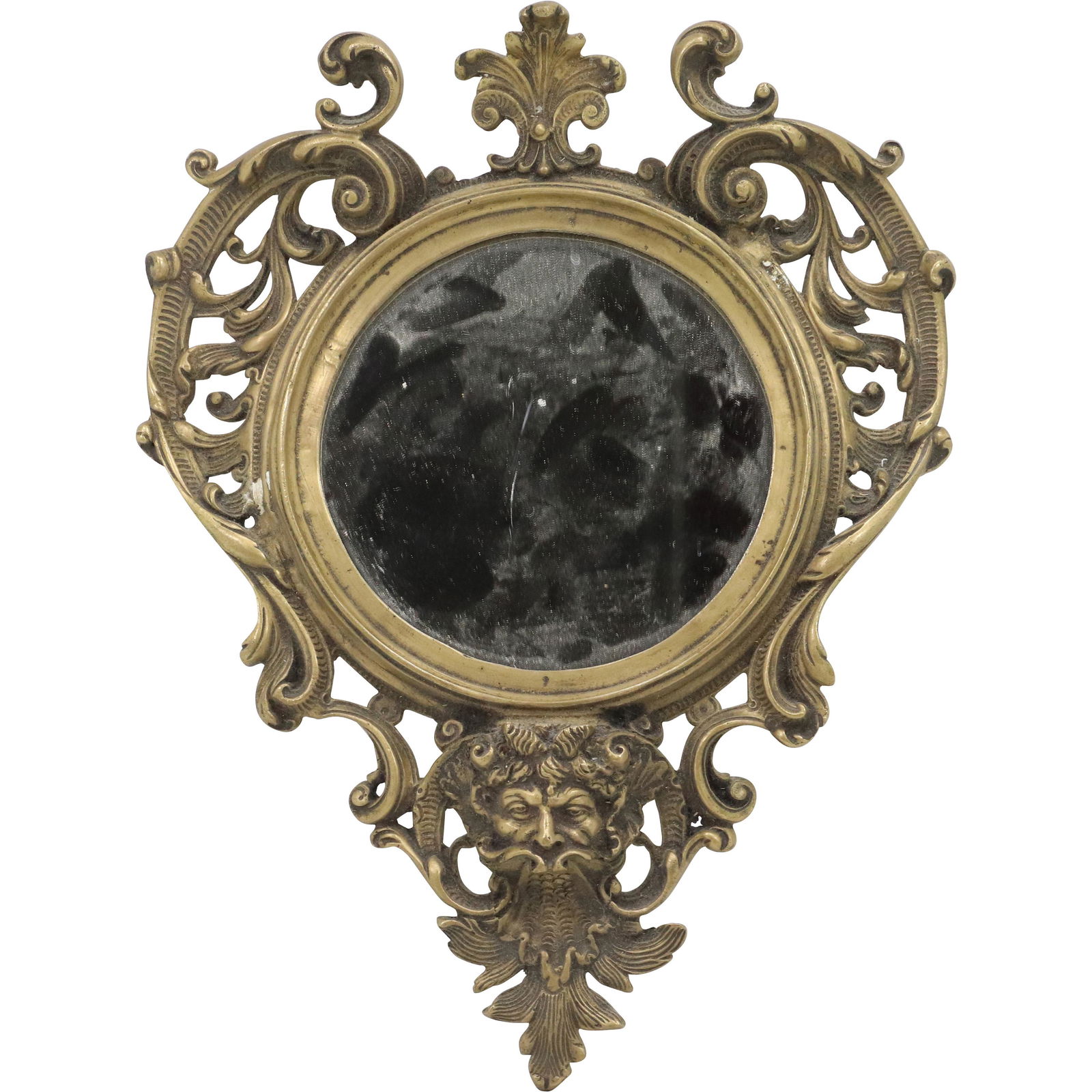 Fancy Cast Bronze Framed Wall Mirror with Bacchus Head (1 of 8)