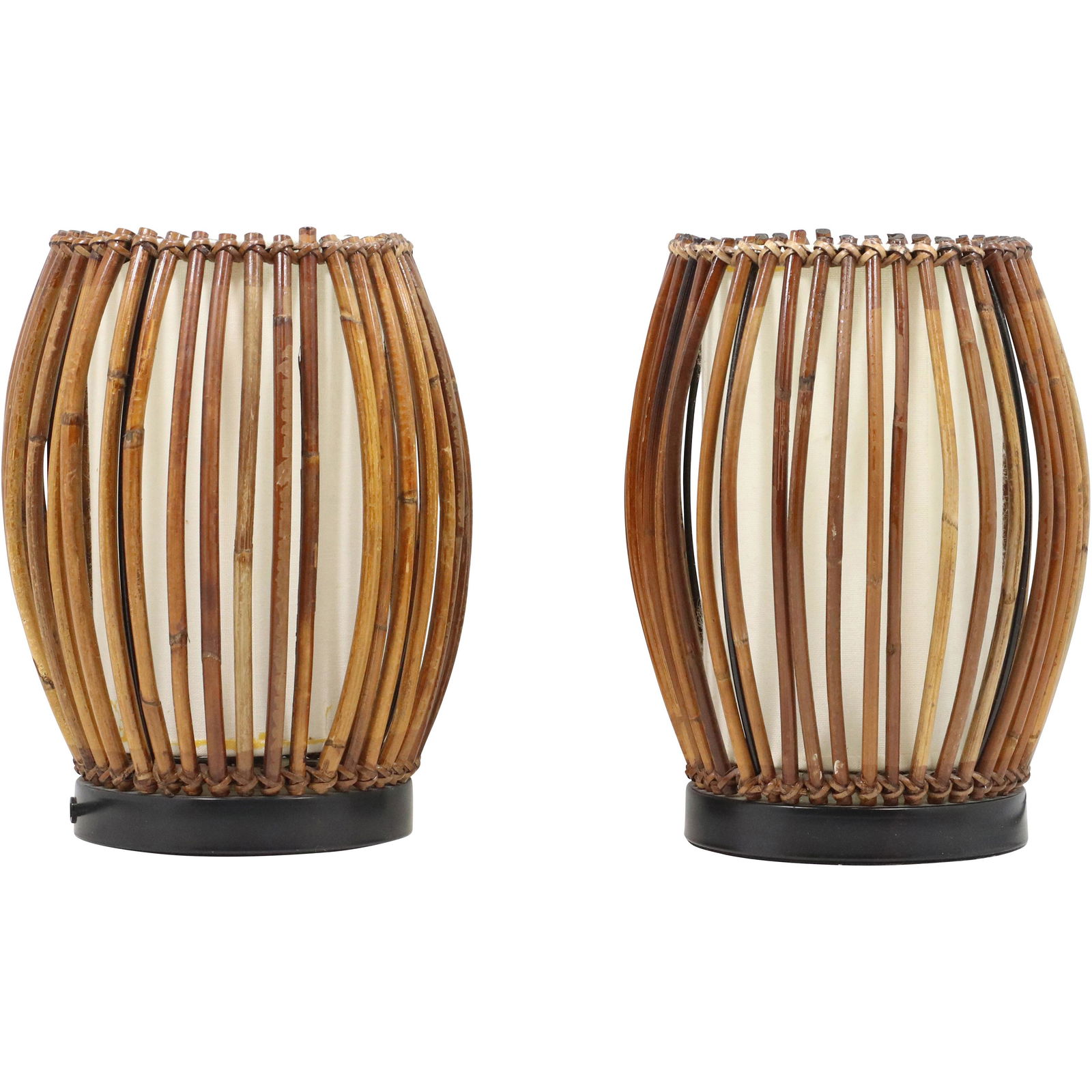 [2] Modern Design Bamboo Red Accent Cylinder Lamps (1 of 8)
