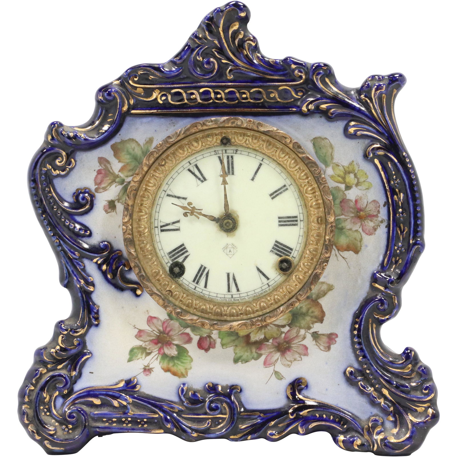Antique Ansonia Porcelain Mantle Clock "Wave" (1 of 12)