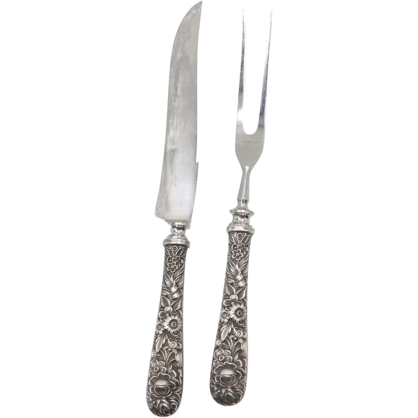 S Kirk & Son Sterling Fancy Handles Knife and Fork Set (1 of 9)