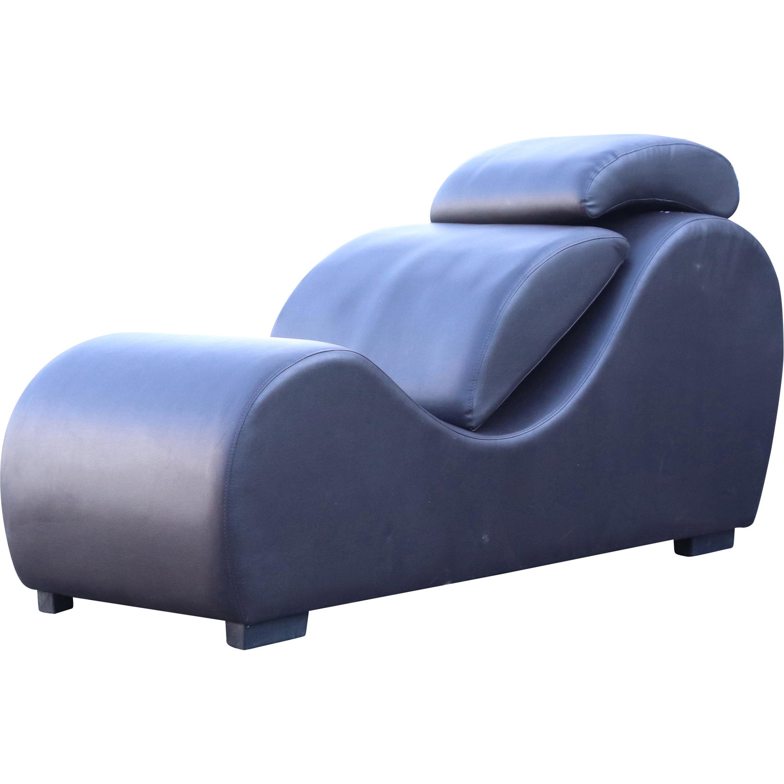 Modern Design Black Upholstered "Wave" Recliner - Clean: Modern Design Black Upholstered "Wave" Recliner - Clean. size: 27.5h 62.5w (small pillow6.5h 18.5) (big pillow 6.5h 22.5)