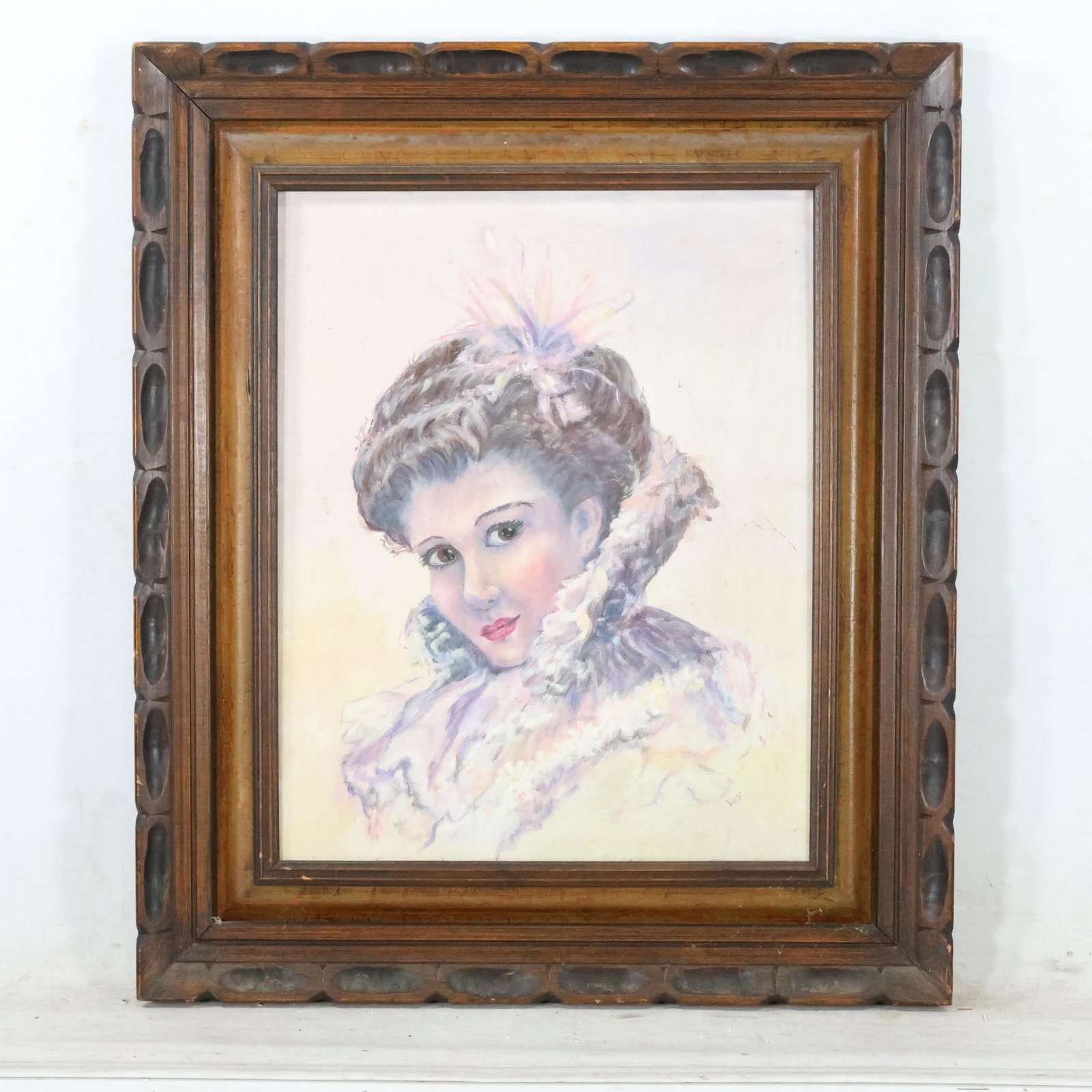 Losi, Vintage O/c Portrait of a Fashion Woman Painting (1 of 9)
