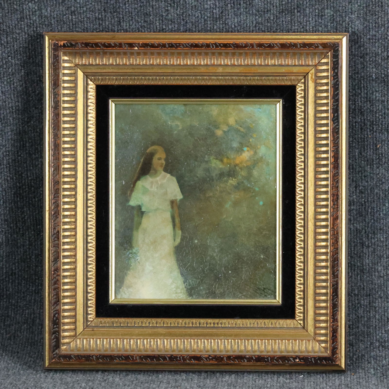 Ruth McKee, Vintage Oil Painting Woman in White Dress (1 of 7)