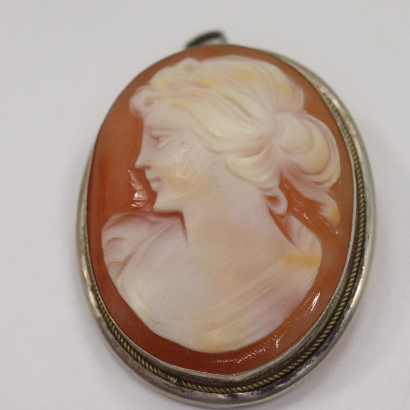 .800 Cameo Brooch / Pendant Portrait of a Woman (1 of 6)