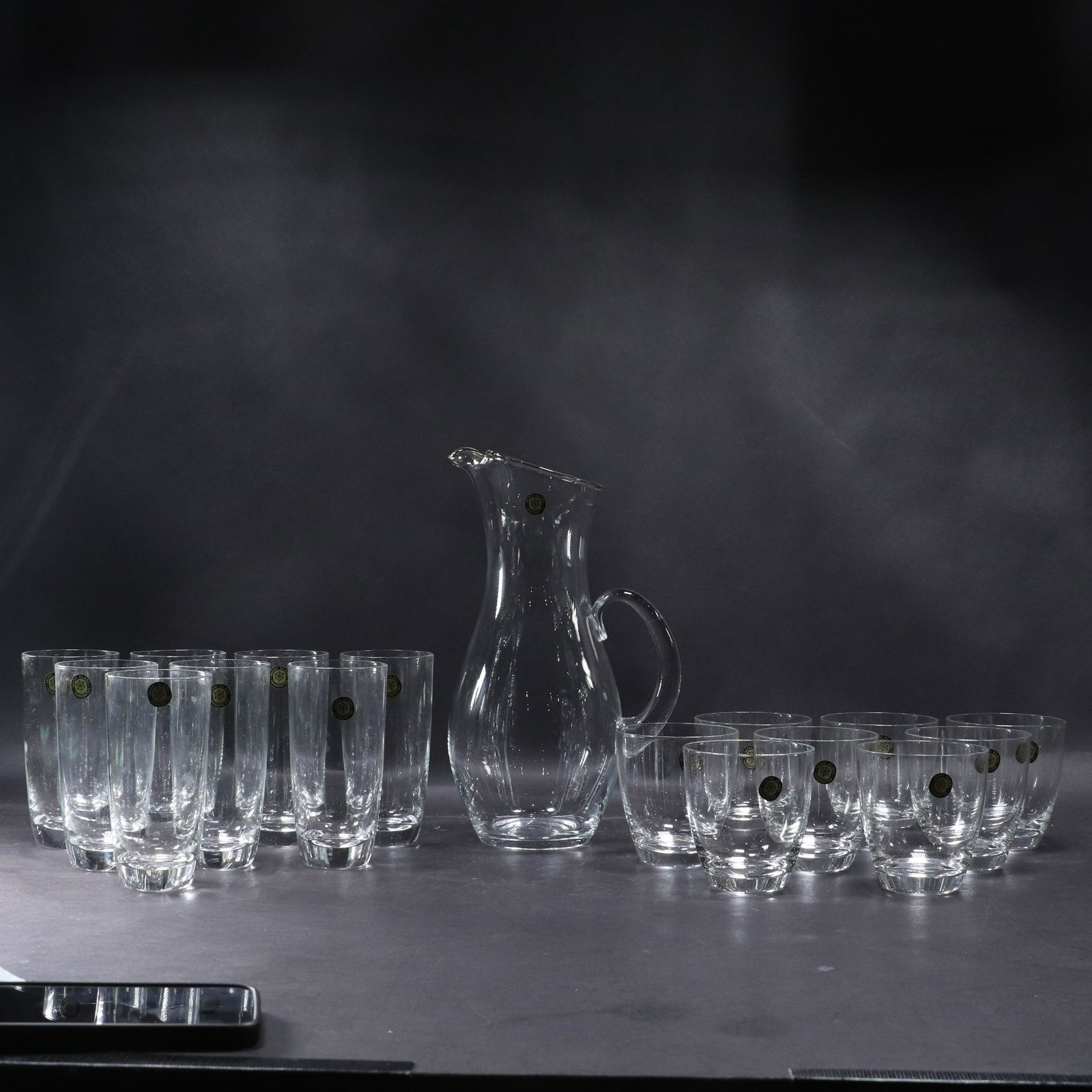 Glass Pitcher and 16 Sasaki Crystal Drinking Glasses (1 of 12)