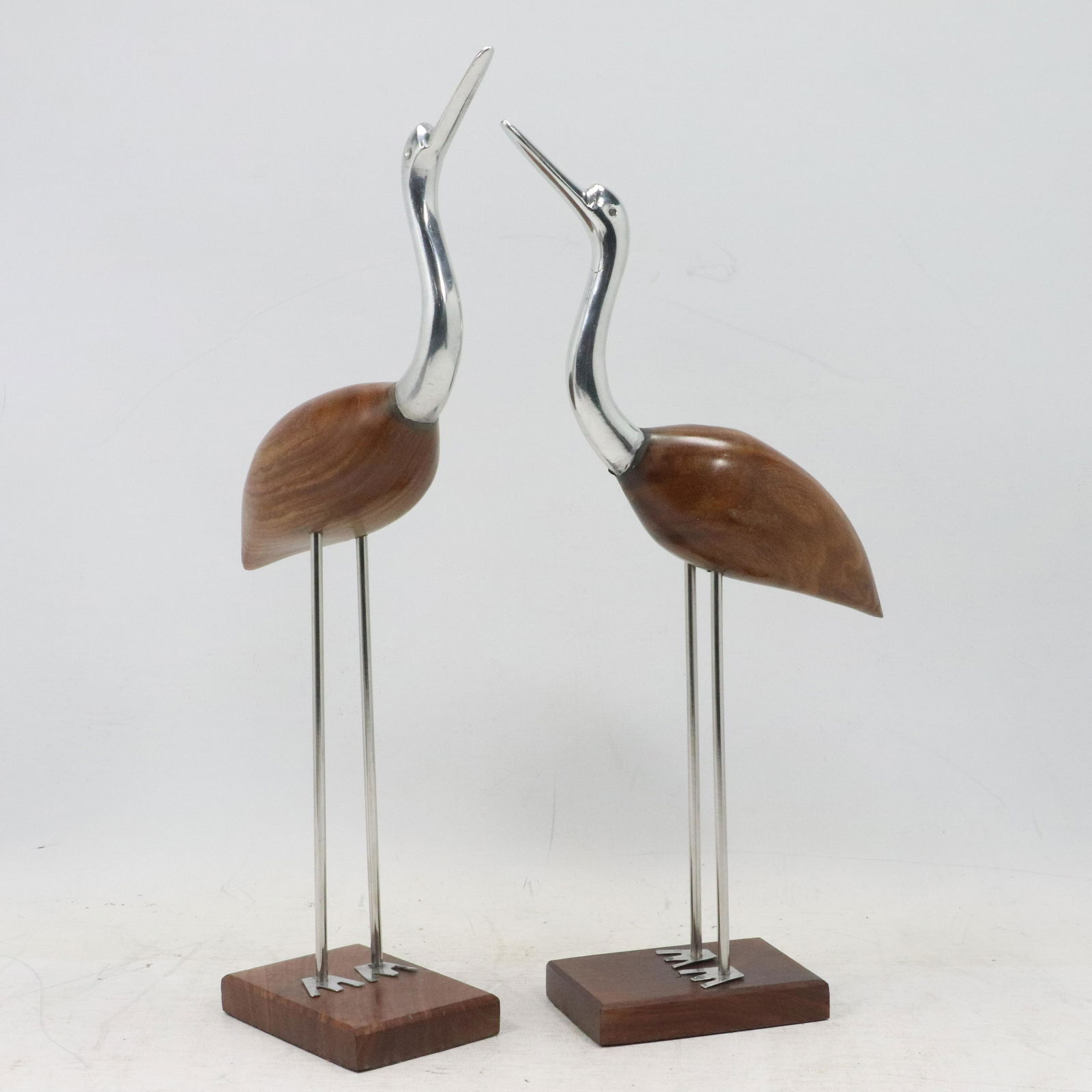 2 Danish Design Chrome and Teak Wood Heron Bird Statues (1 of 9)