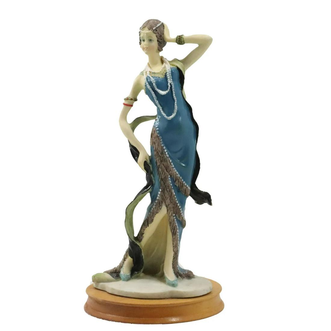 Art Deco Dancer Figure in Blue Gown Statue (1 of 6)
