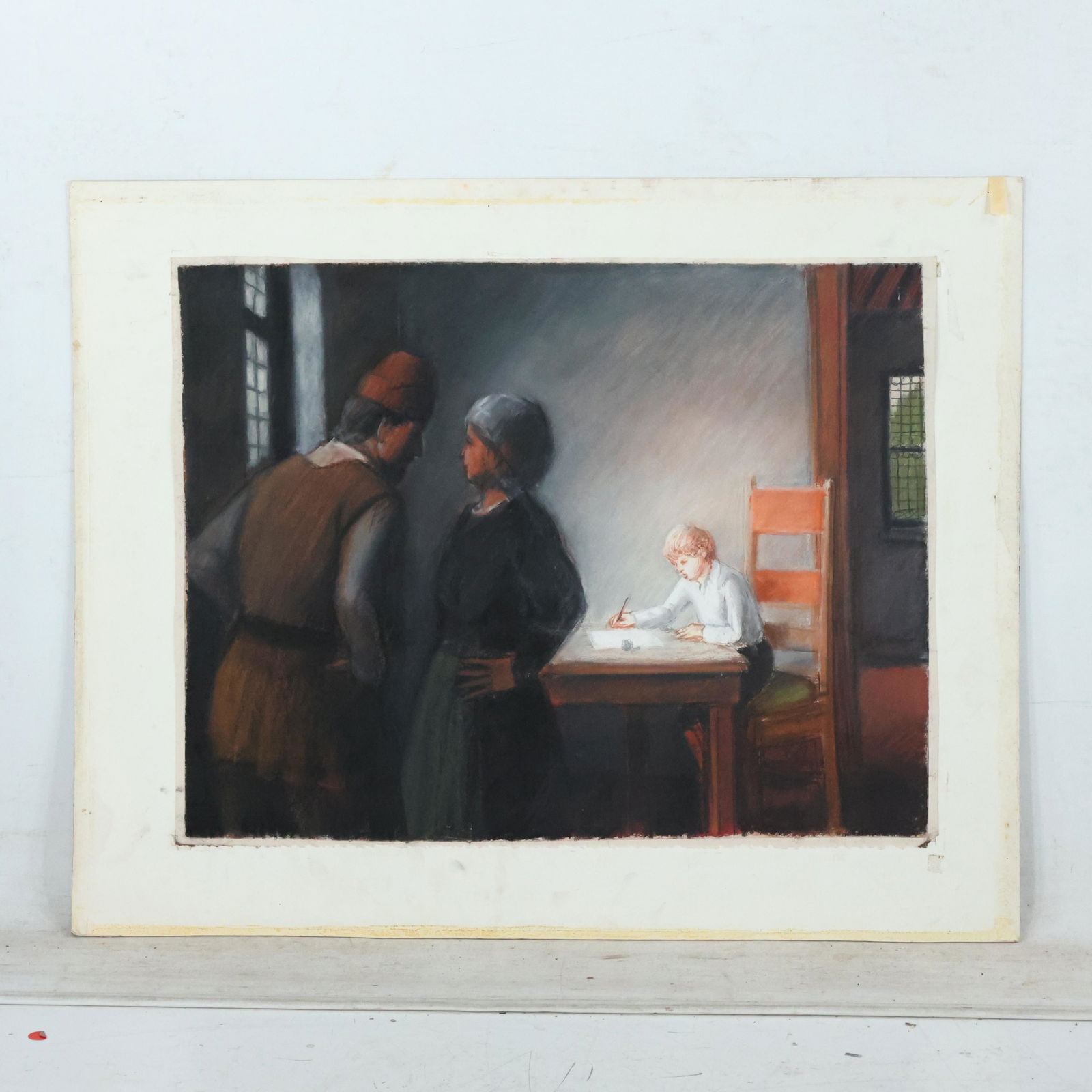 attributed Thomas Locker, Pastel, Interior Boy Learning (1 of 8)
