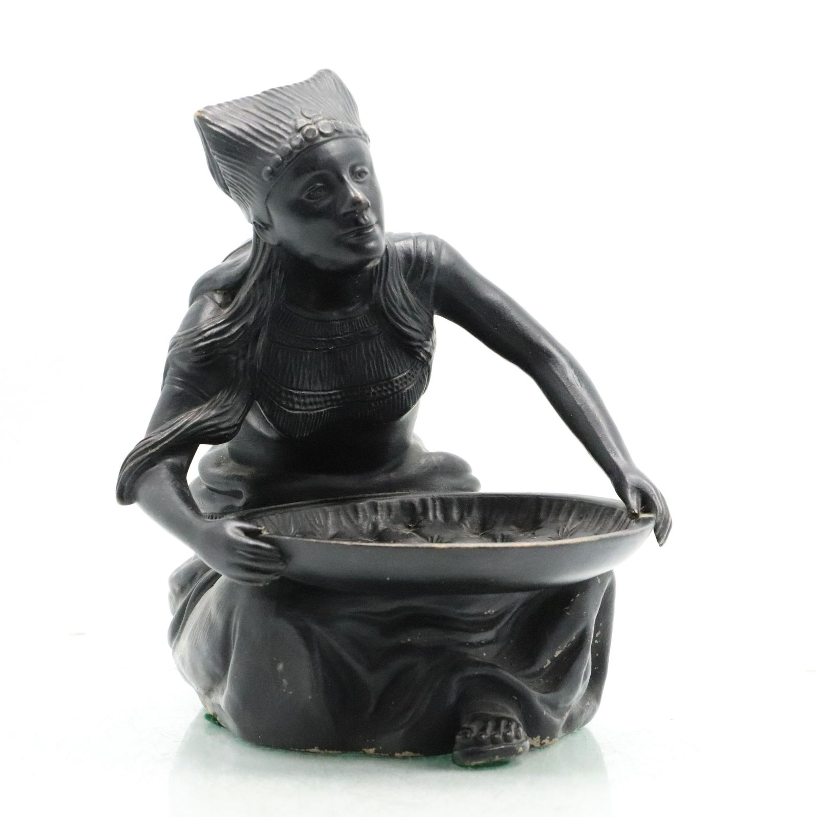 Vintage Ceramic Egyptian Seated Woman Holding a Tray (1 of 12)