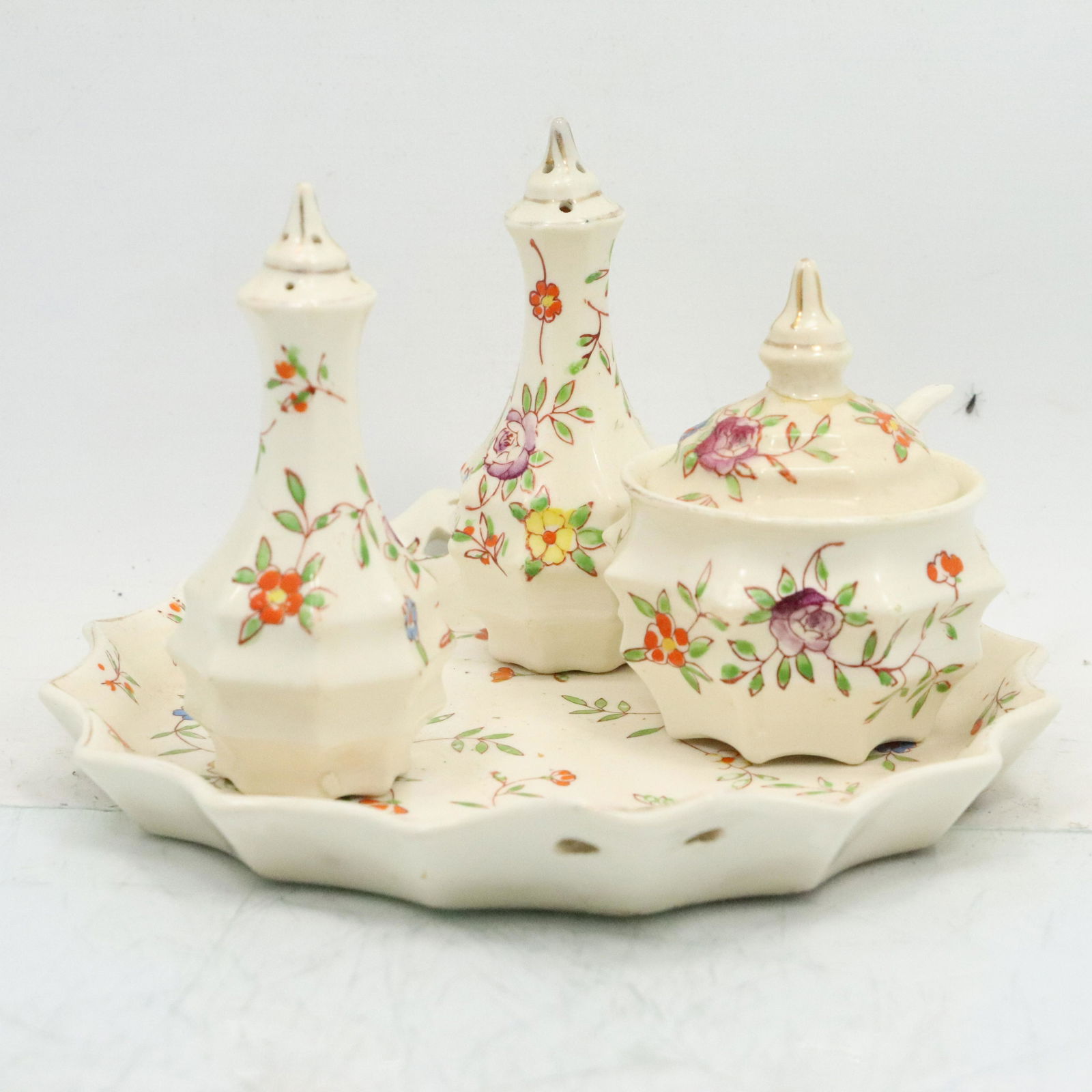 Vintage Porcelain S&P with Condiment Jar on Tray (1 of 18)