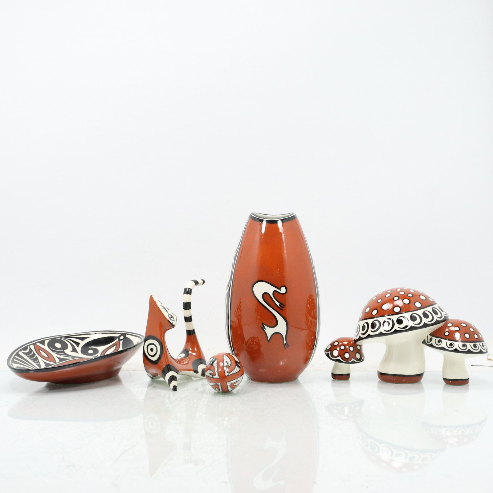 5 Assorted Ukranian Art Pottery Including Set Mushrooms (1 of 20)