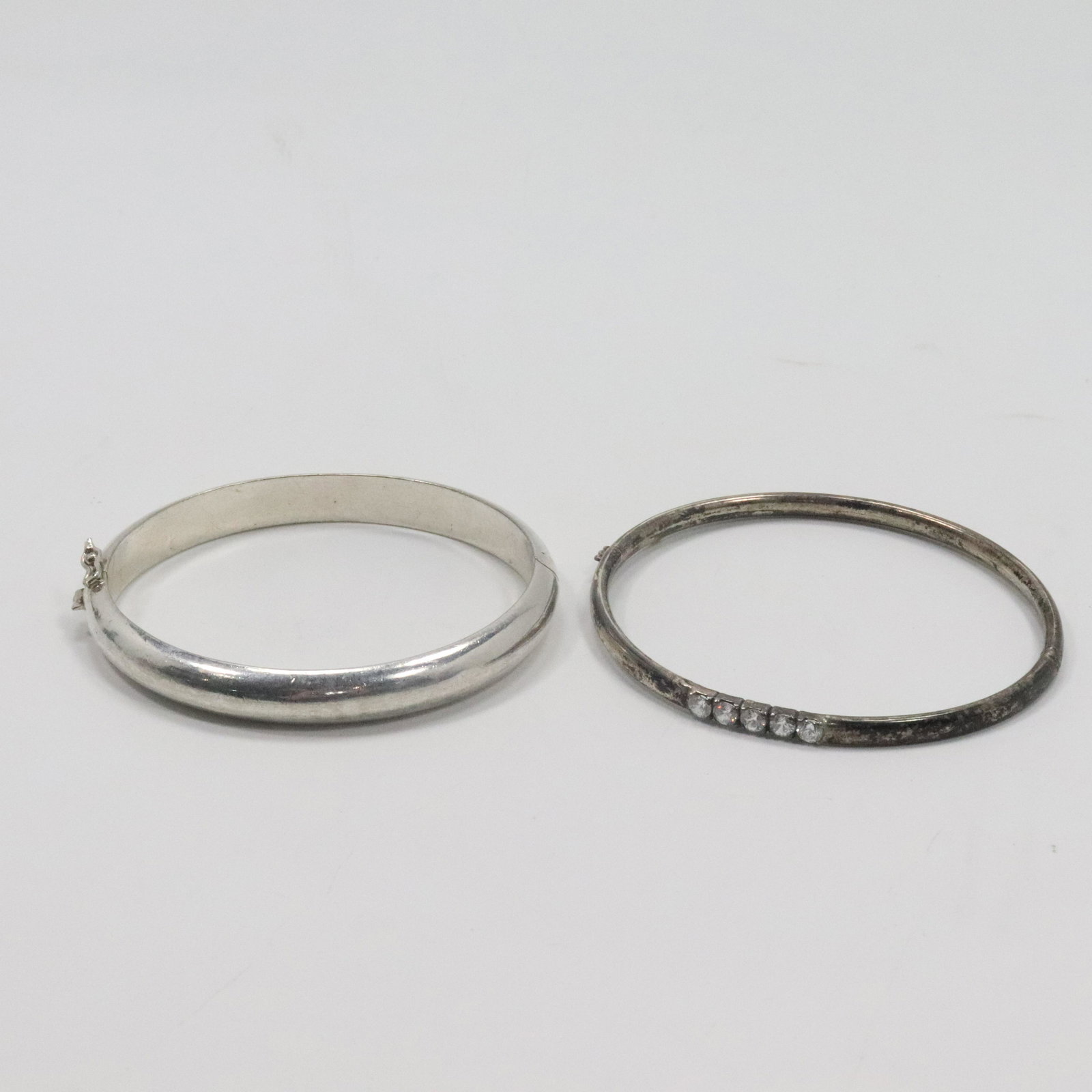 [2] .925 Sterling Silver Bangle Bracelets, One with CZs (1 of 7)