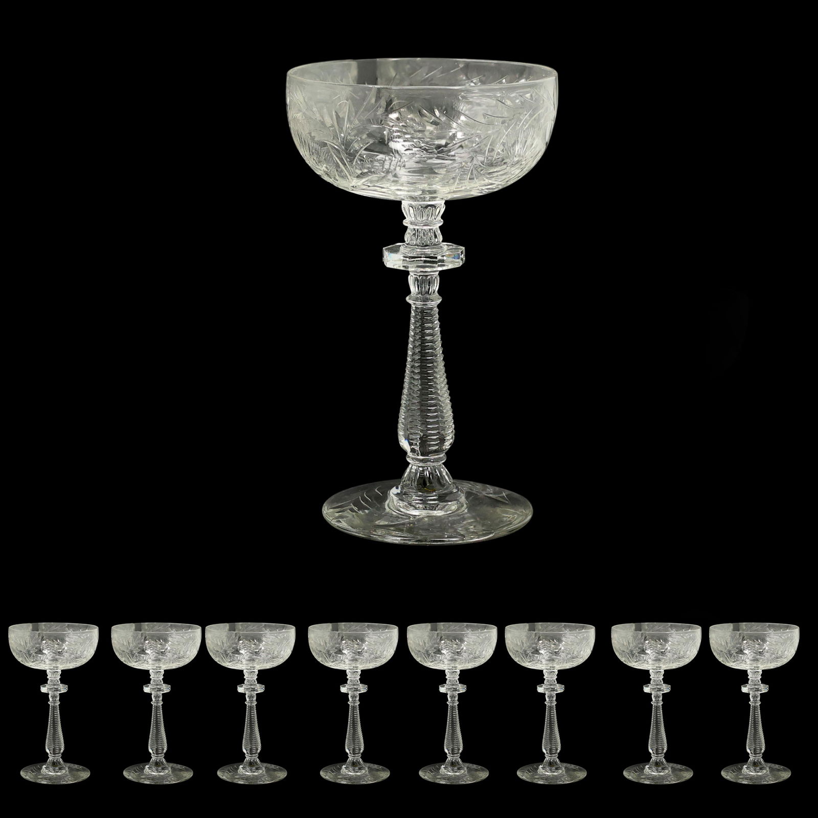 [8] Elegant Wheel Cut Crystal Glass Cocktail Stemware (1 of 8)