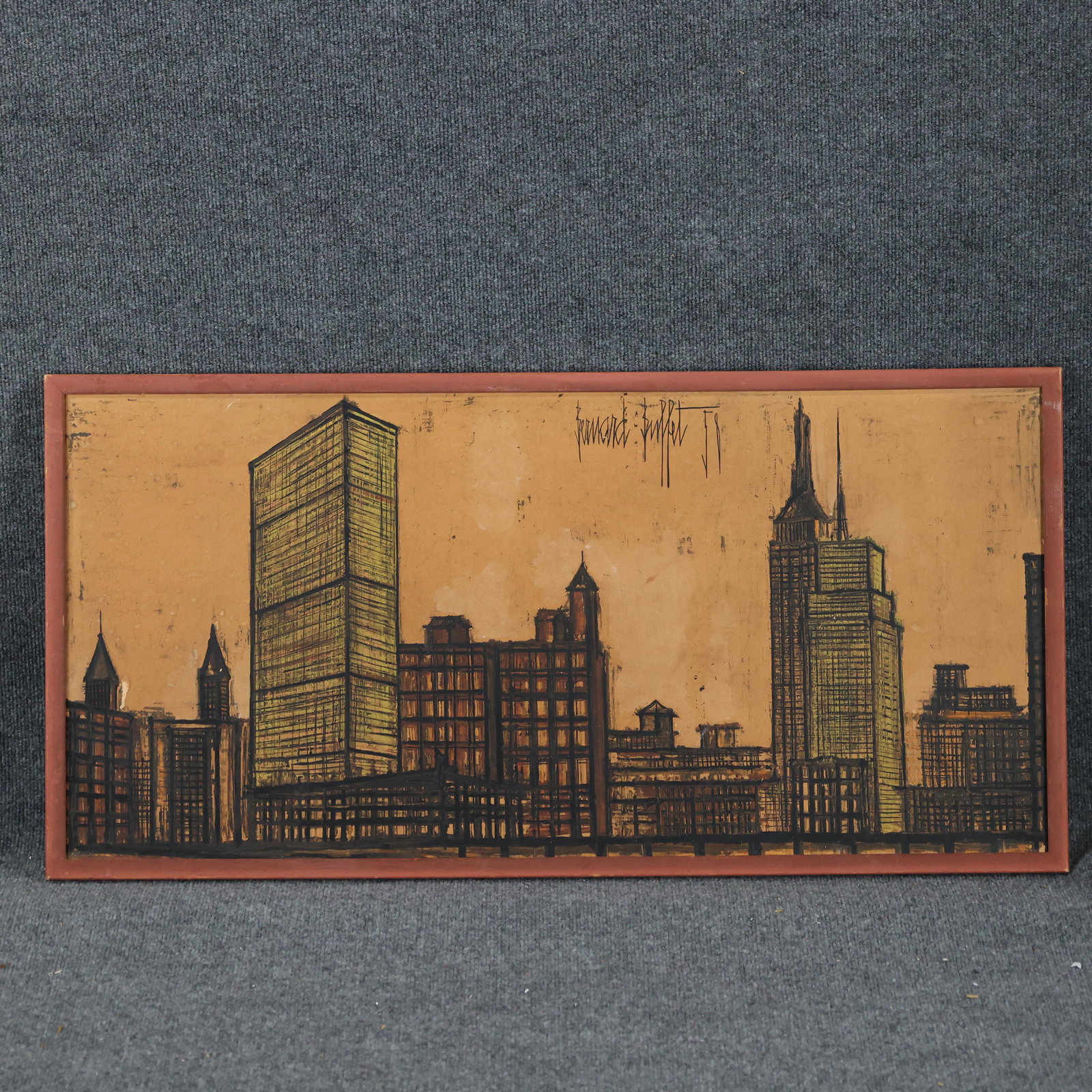 Bernard Buffet 1958, Cityscape Lithograph on Board (1 of 15)