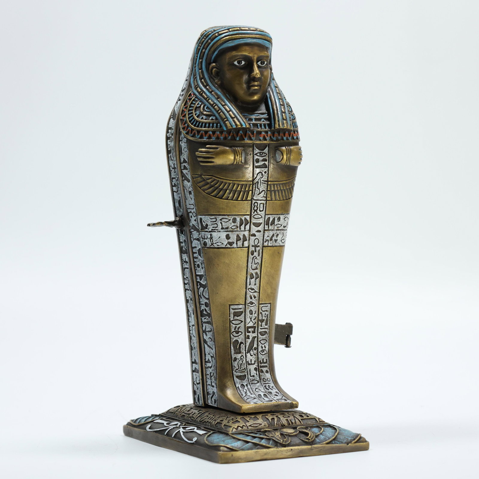 after Bergman, Vienna Bronze Mechanical Pharaoh Exposes: after Bergman, Vienna Bronze Mechanical Pharaoh Exposes Nude Egyptian Princess inside. Good patina. Bears Monogram signature. Size: 8.5 h 5 w