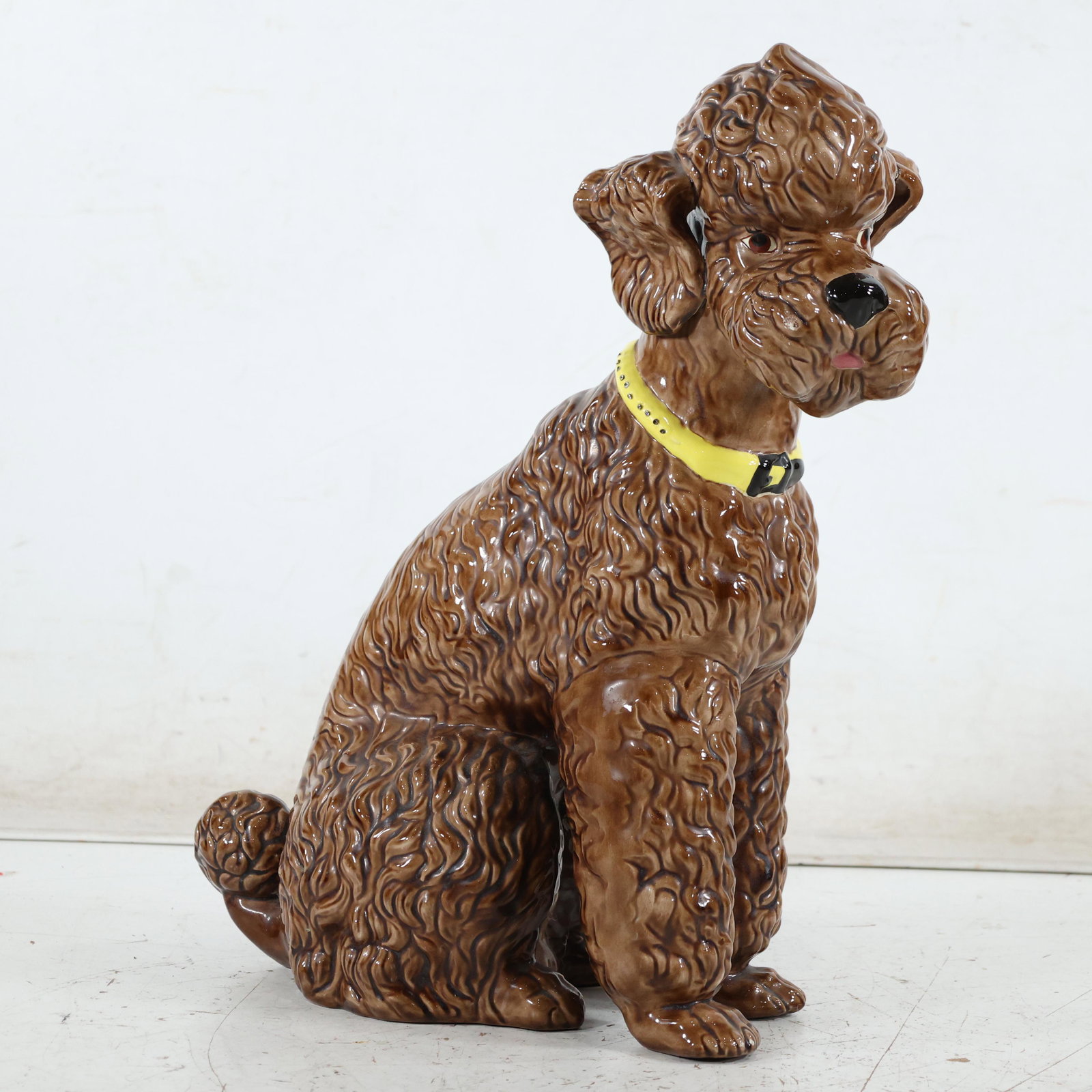 Large Vintage Brown Ceramic Poodle Dog Figure Statue (1 of 14)