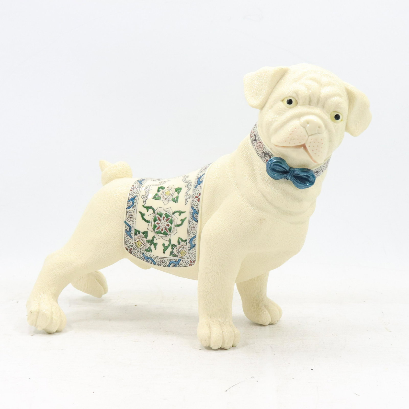 White Pug Dog Figure Statue in Hard Resin Composition (1 of 9)