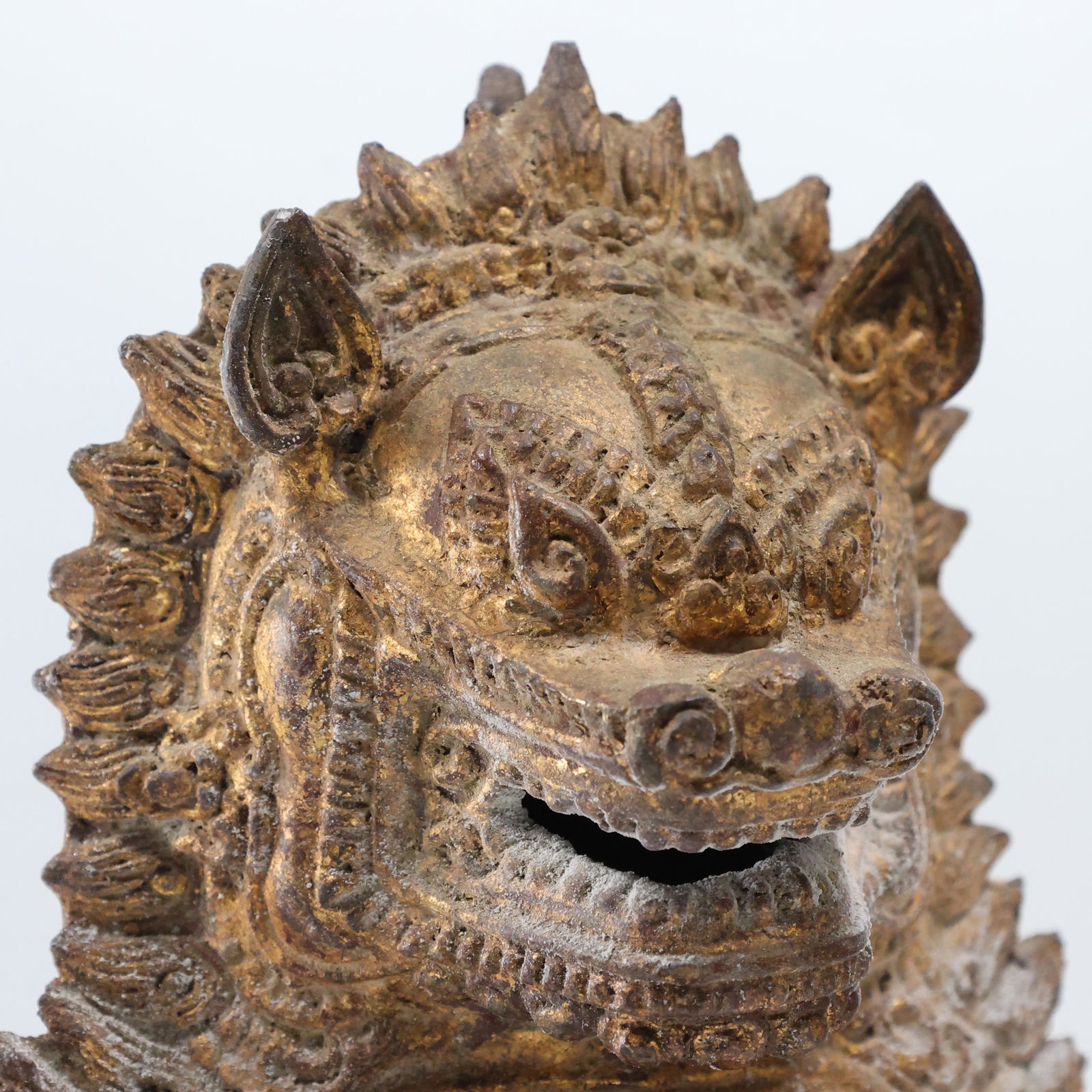 19th C. Cast Bronze Gold Gilt Chinese Buddhist Lion (1 of 6)