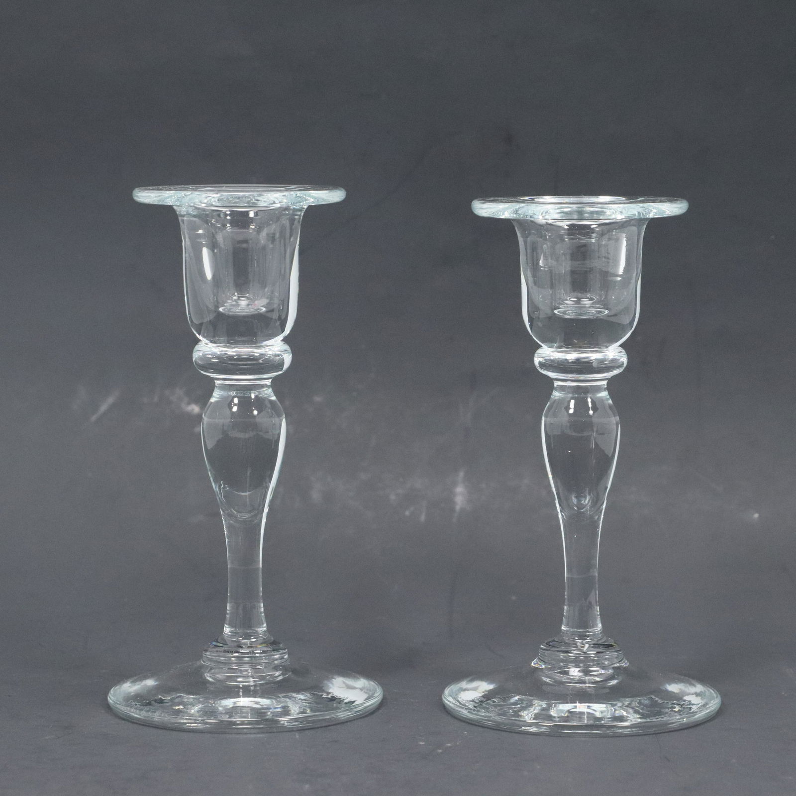 Artist Signed Wheaton Village Pair Crystal Candlesticks (1 of 7)