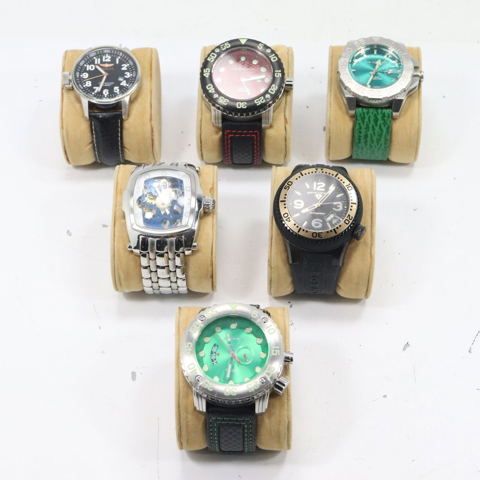 6 Assorted Men's Wristwatches Invicta, Legend, Android (1 of 20)