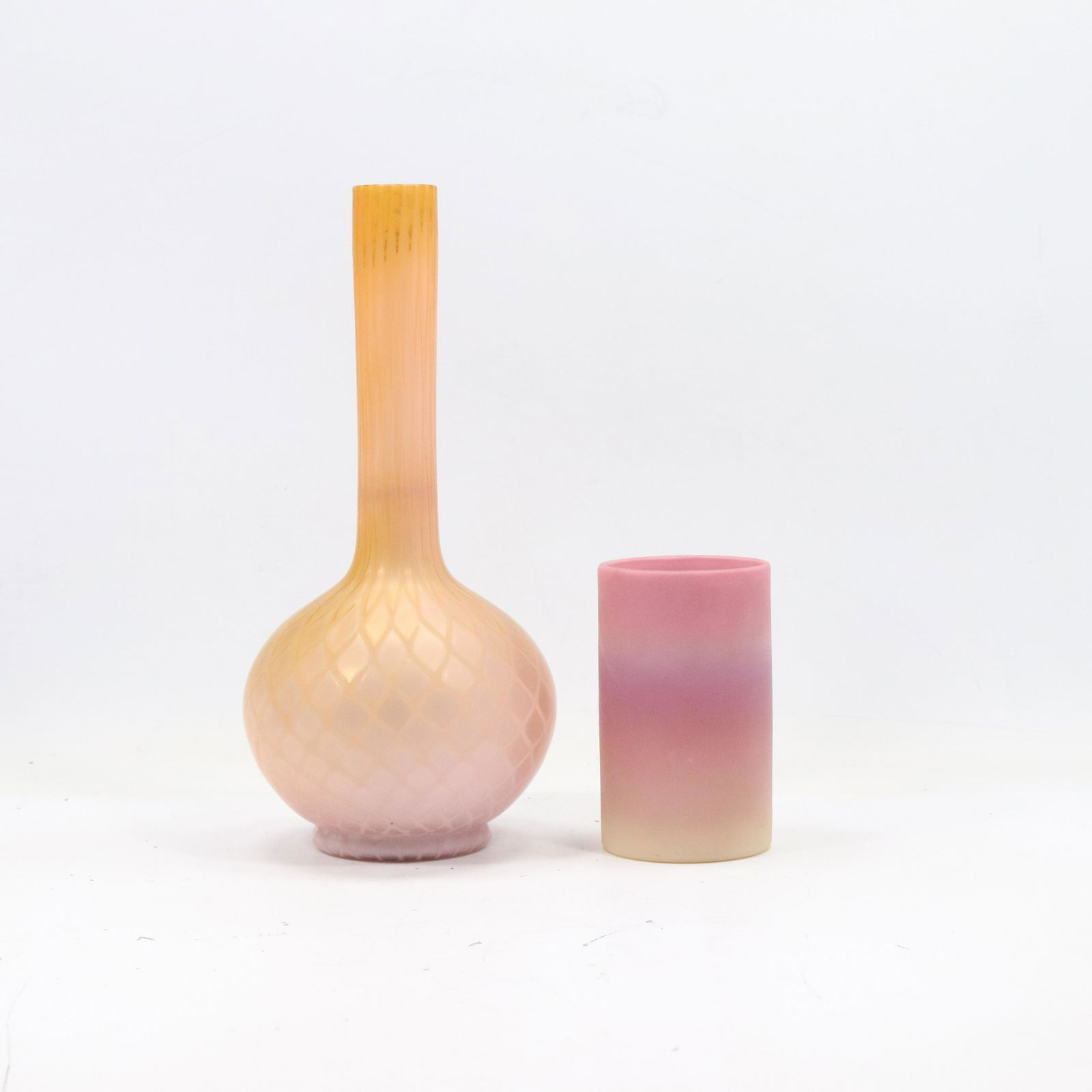 Mount Washington Glass Vase & Burmese Glass Tumbler (1 of 8)