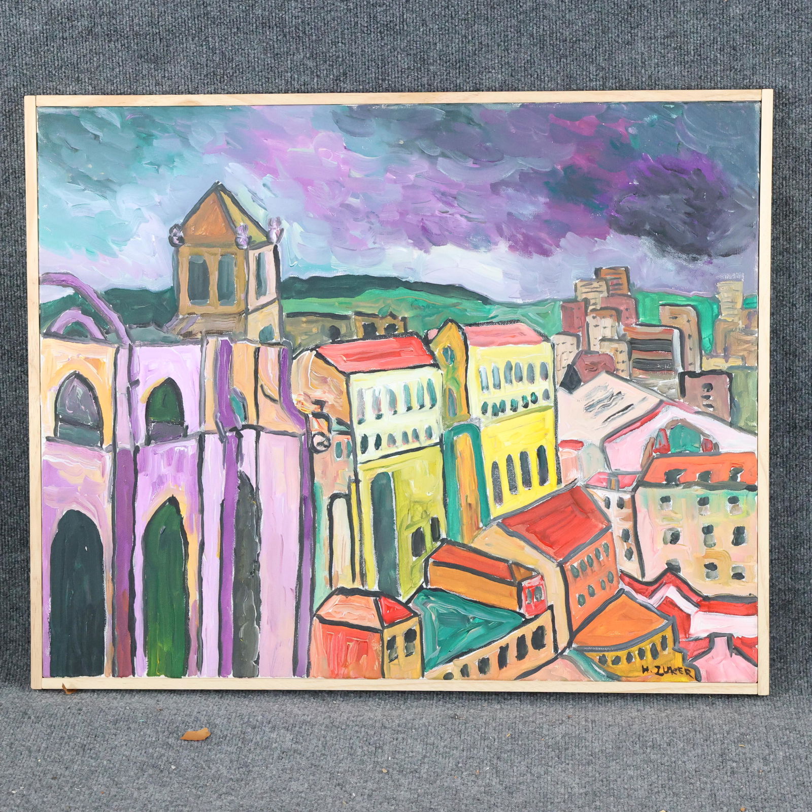 Herman Zuker, Polish Artist, O/c Medieval City Painting (1 of 12)